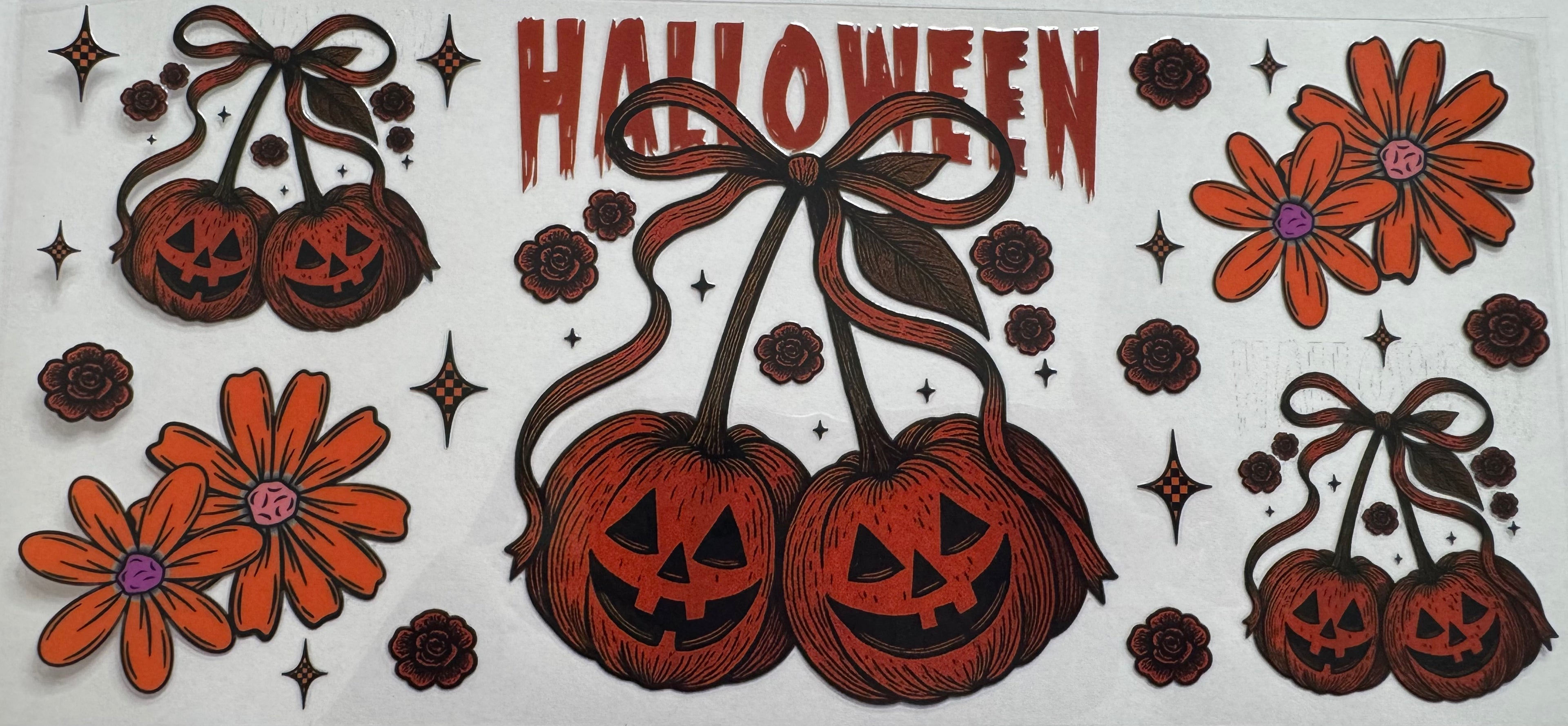 Halloween pumpkin 16oz Uv DTF Wrap