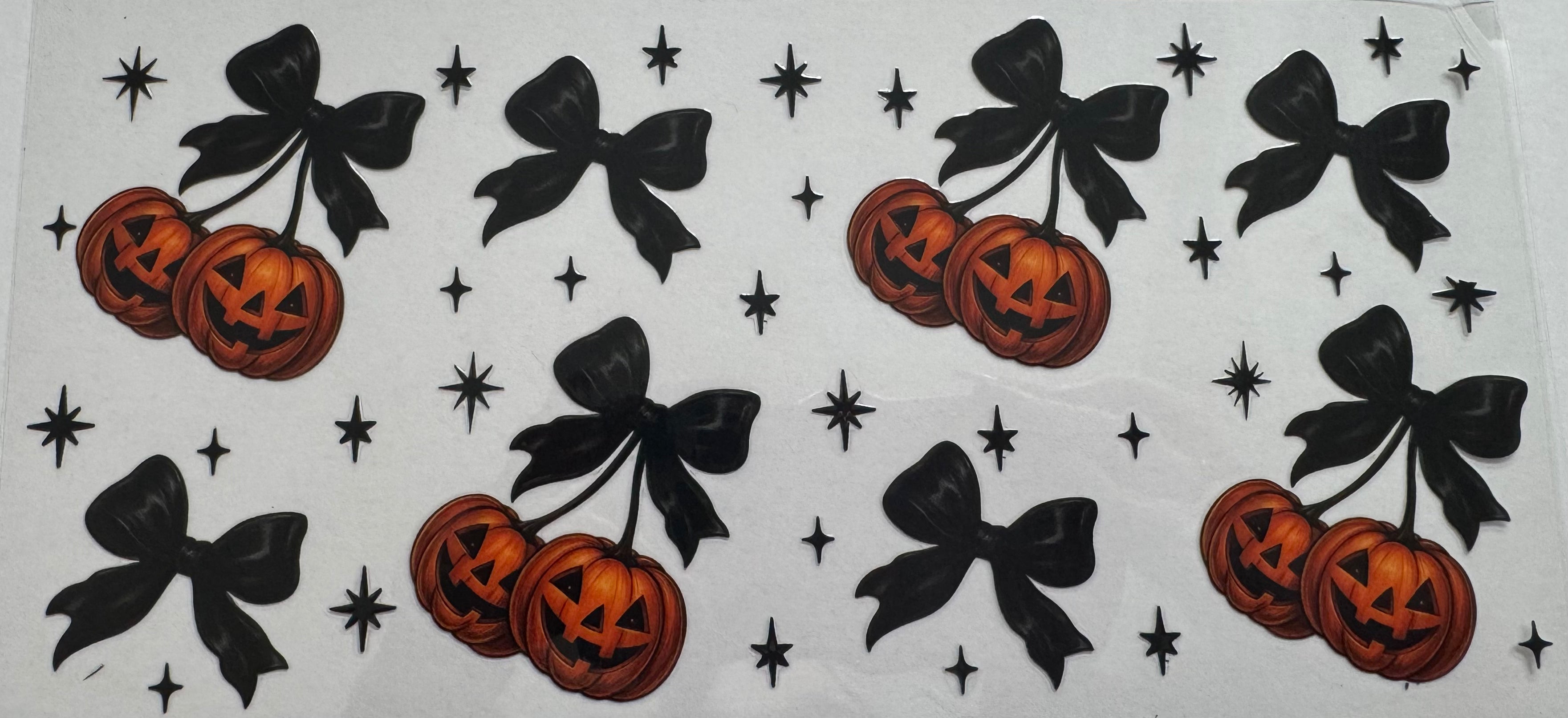 Pumpkin with bows 16oz Uv DTF Wrap