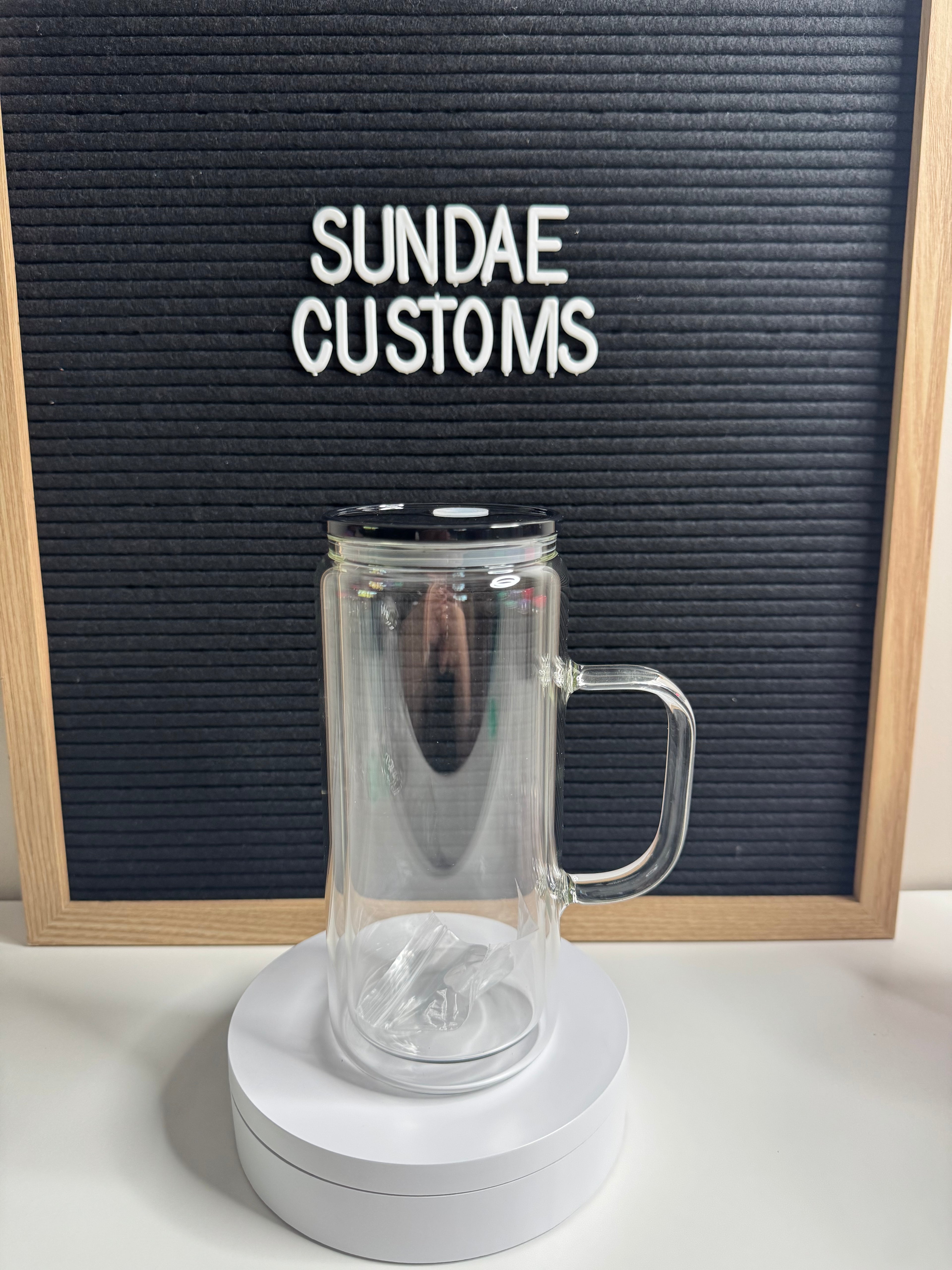 20oz Glass Snow Globe Handle