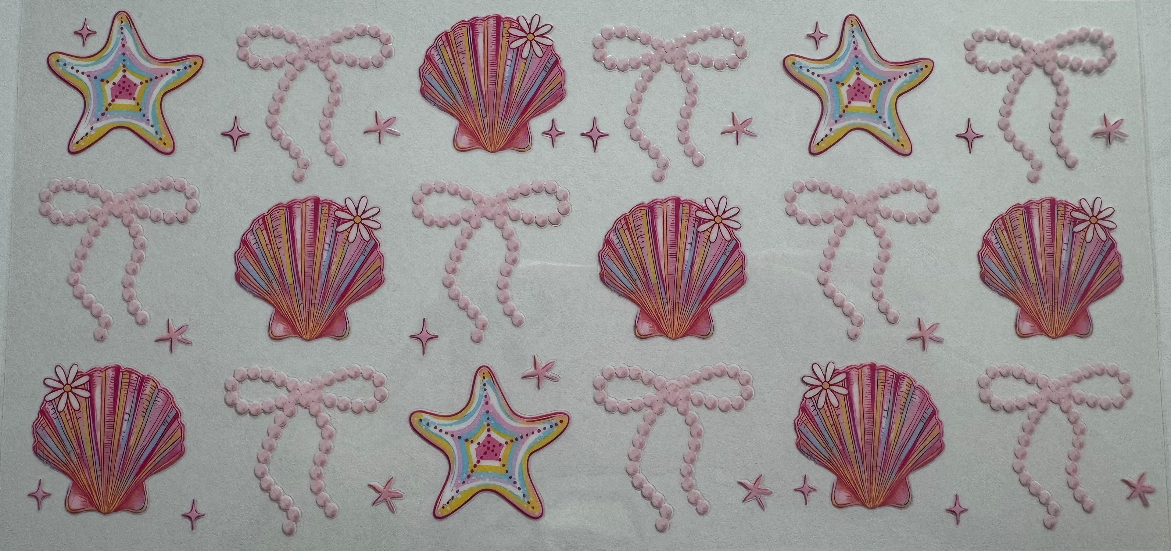 Pink Shells 16oz Uv DTF Wrap