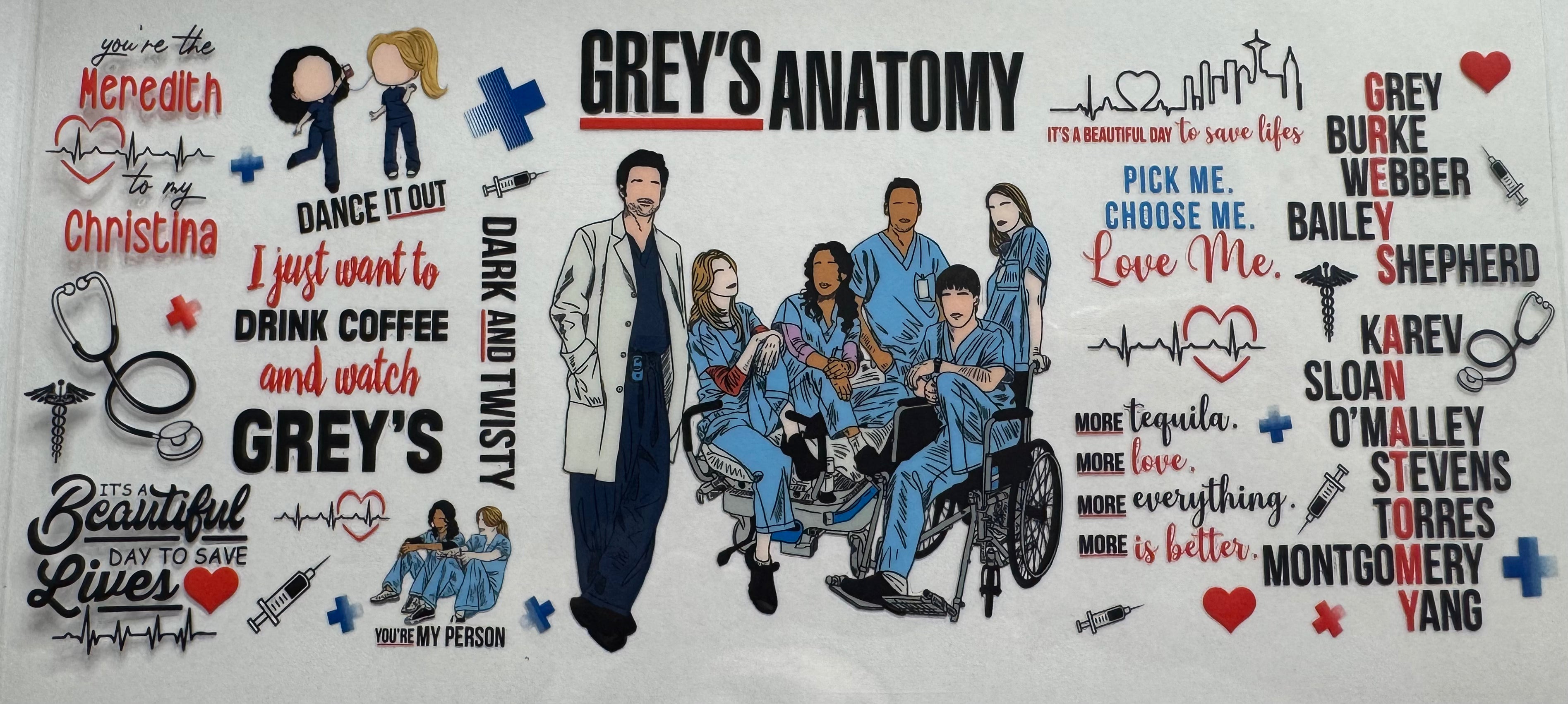 Grey's Anatomy 16oz Uv DTF Wrap