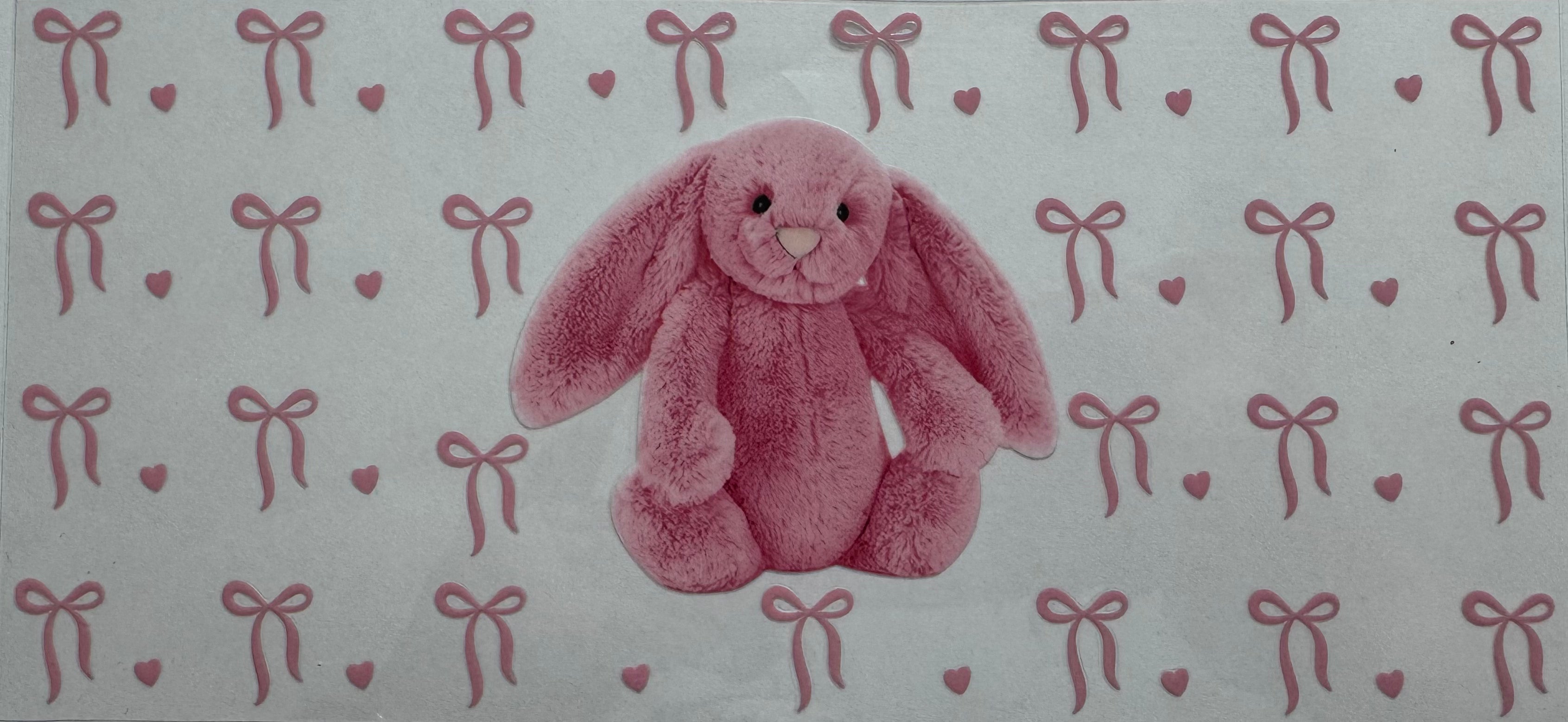 Hot pink bunny rabbit 16oz Uv DTF Wrap