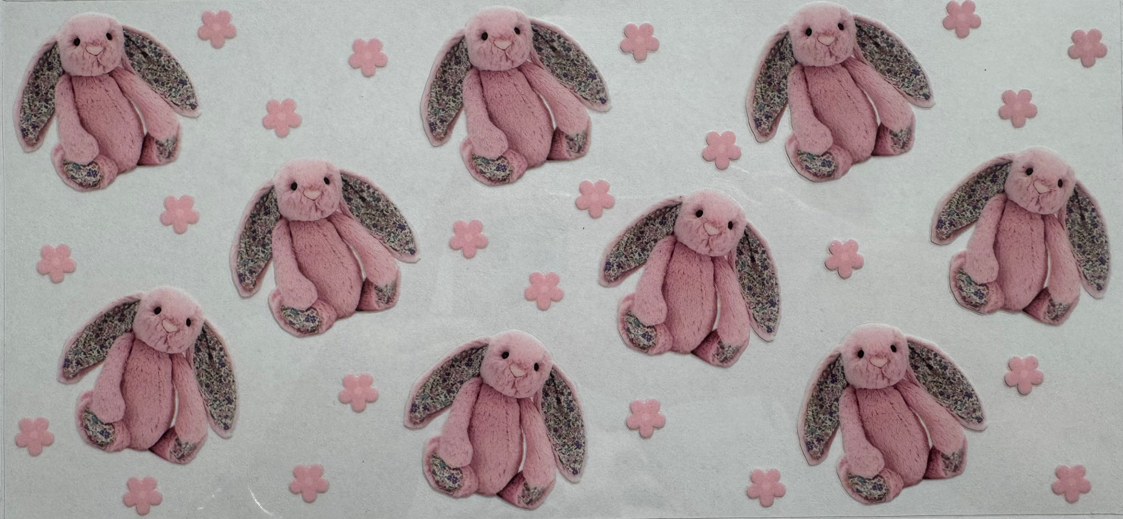 Light pink bunny rabbit 16oz Uv DTF Wrap