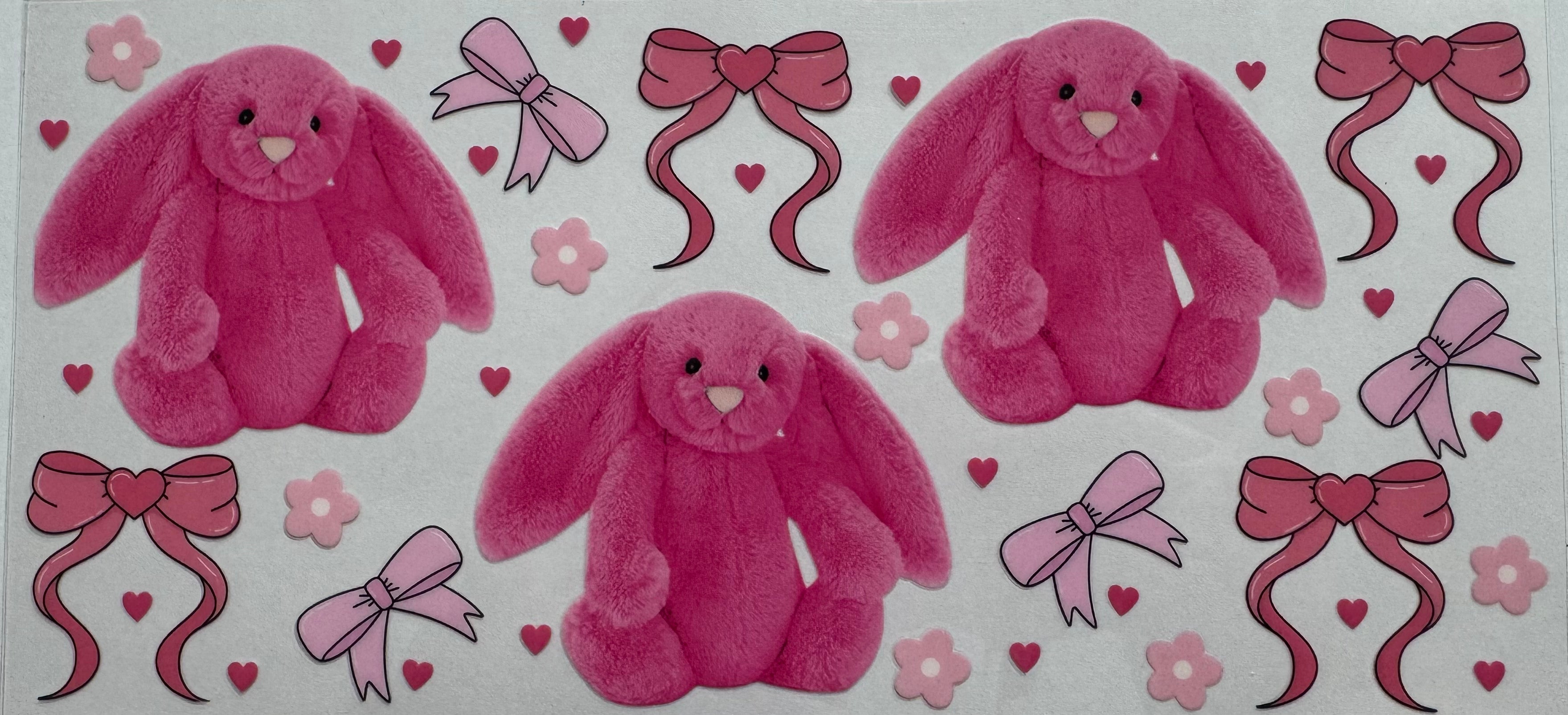 Hot pink bunny rabbit 16oz Uv DTF Wrap #2