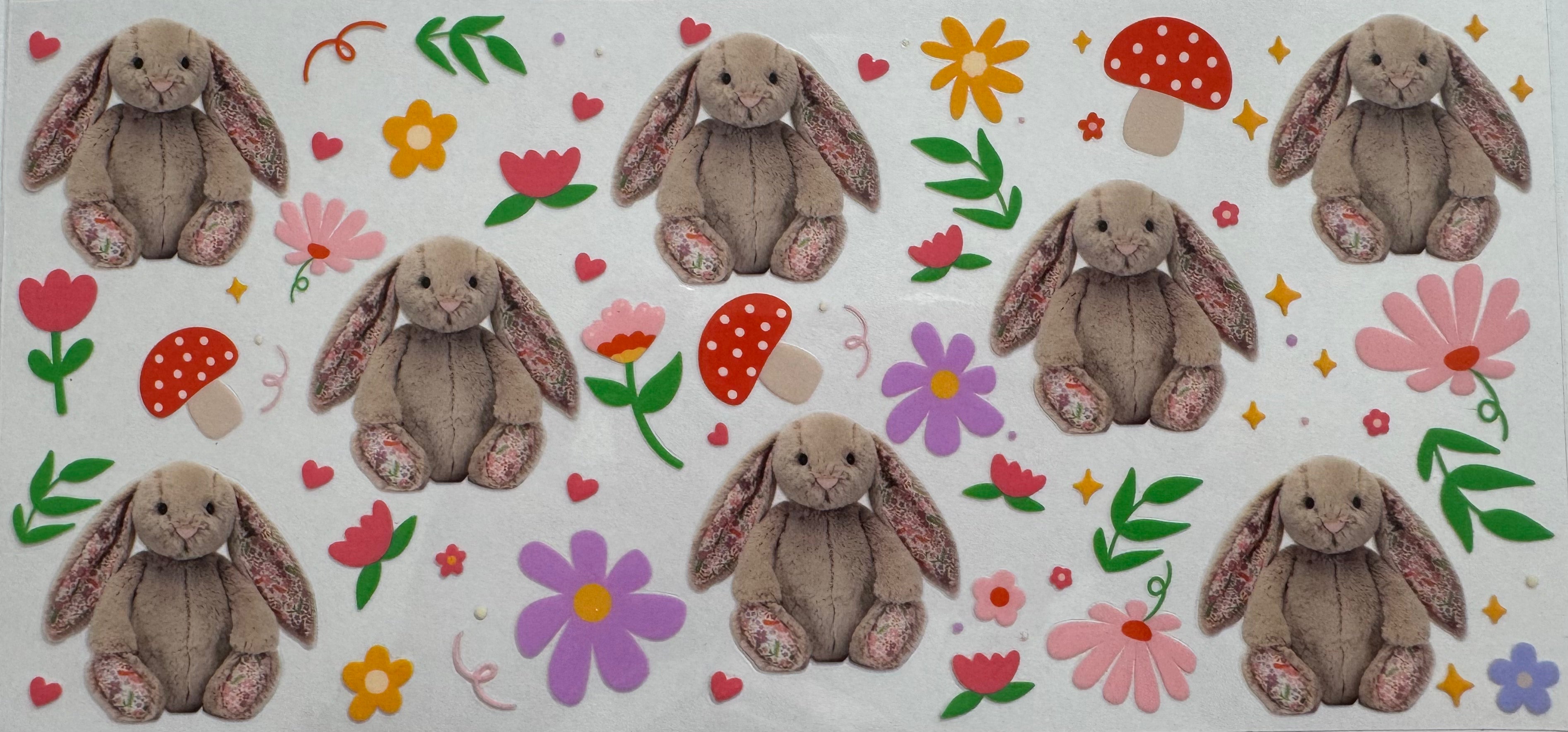 Brown bunny rabbit 16oz Uv DTF Wrap