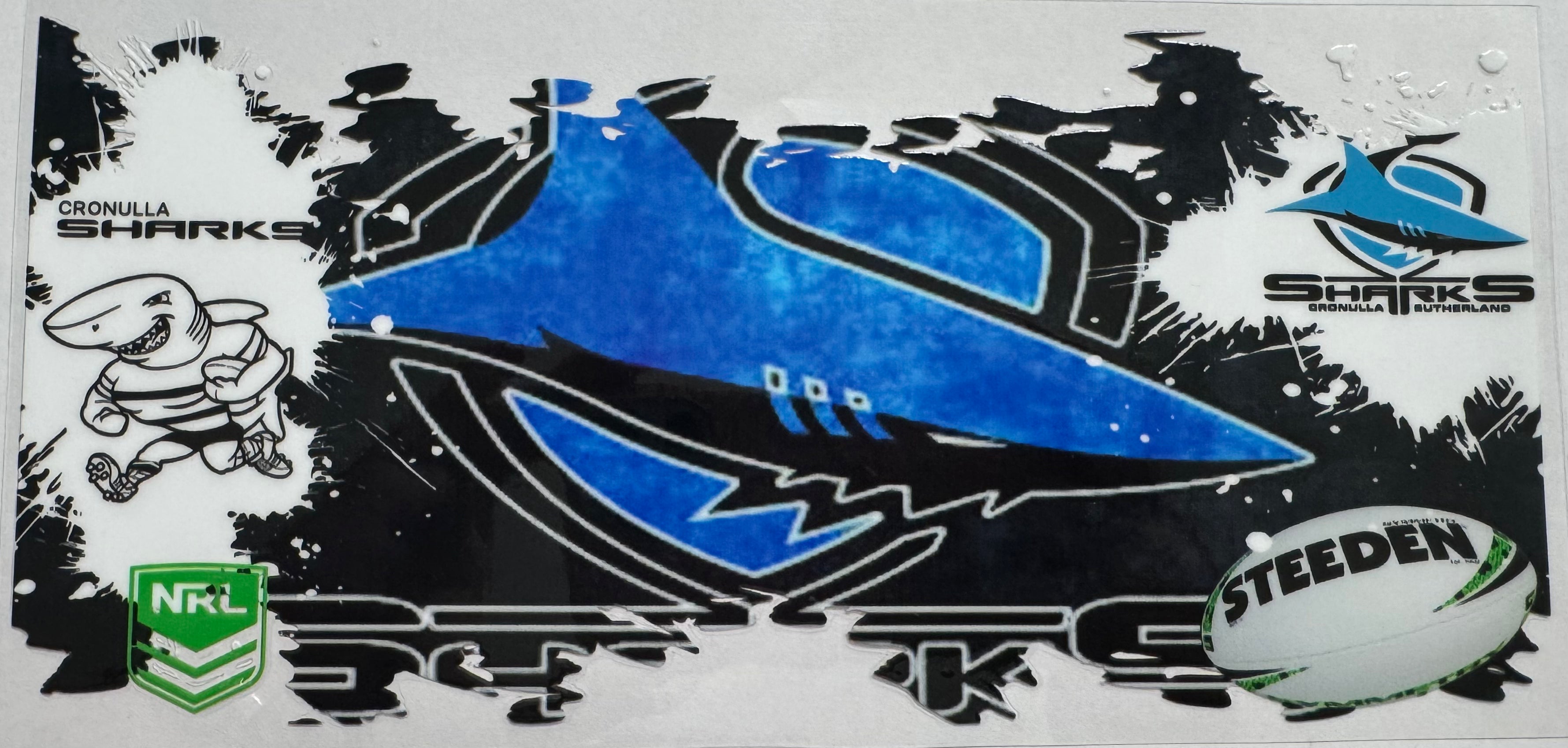 Cronulla Sharks 16oz Uv DTF Wrap