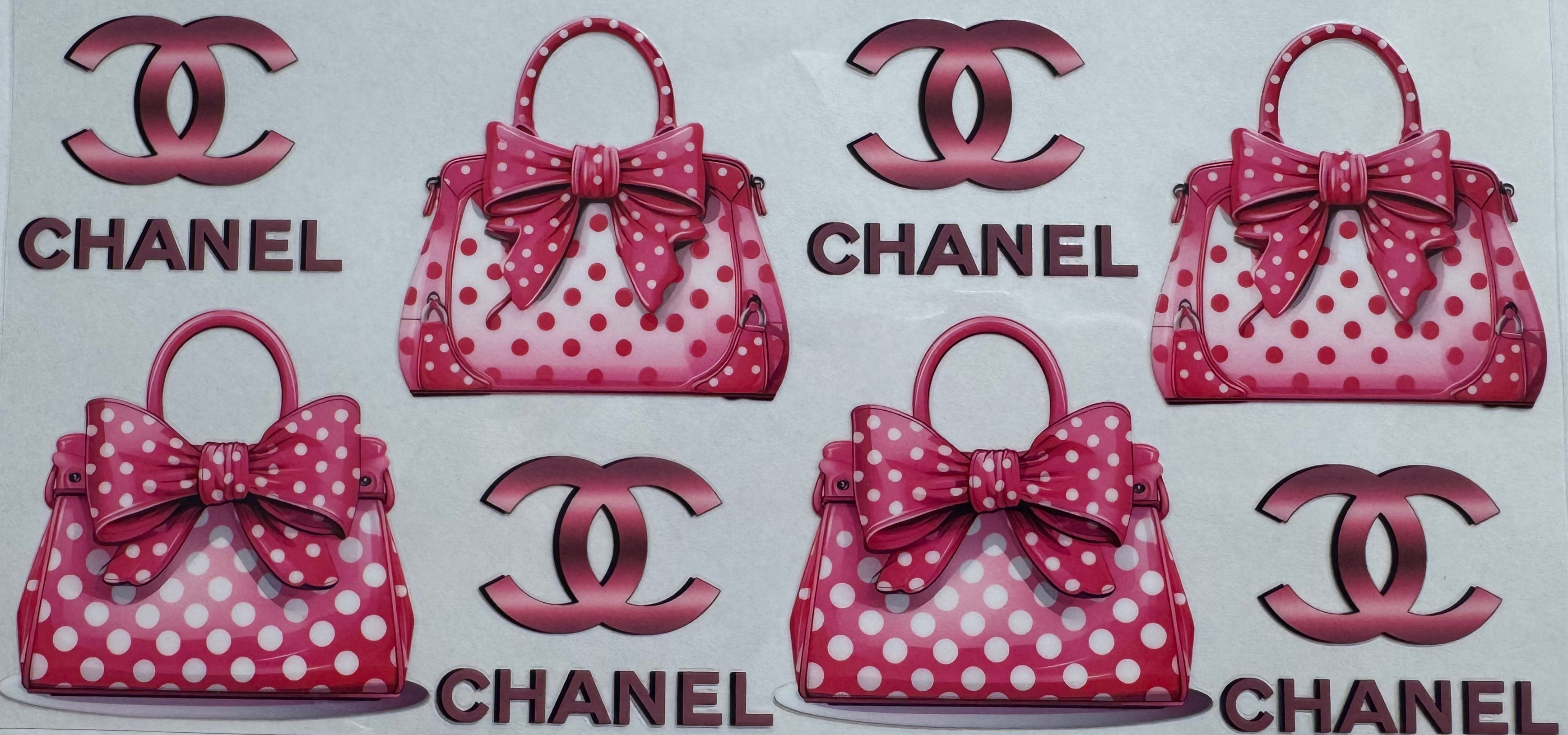 Pink Chanel bag 16oz Uv DTF Wrap
