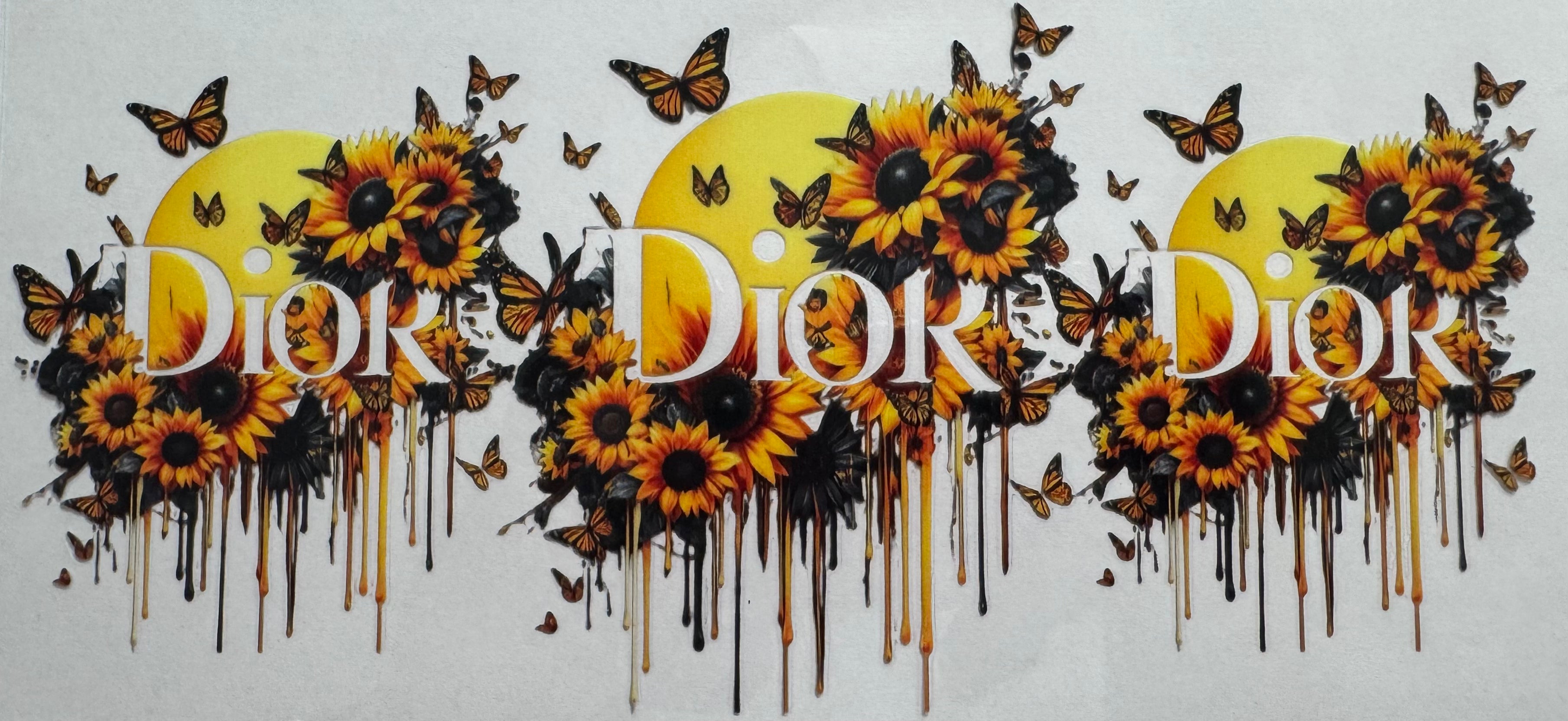 Dior yellow flower 16oz Uv DTF Wrap