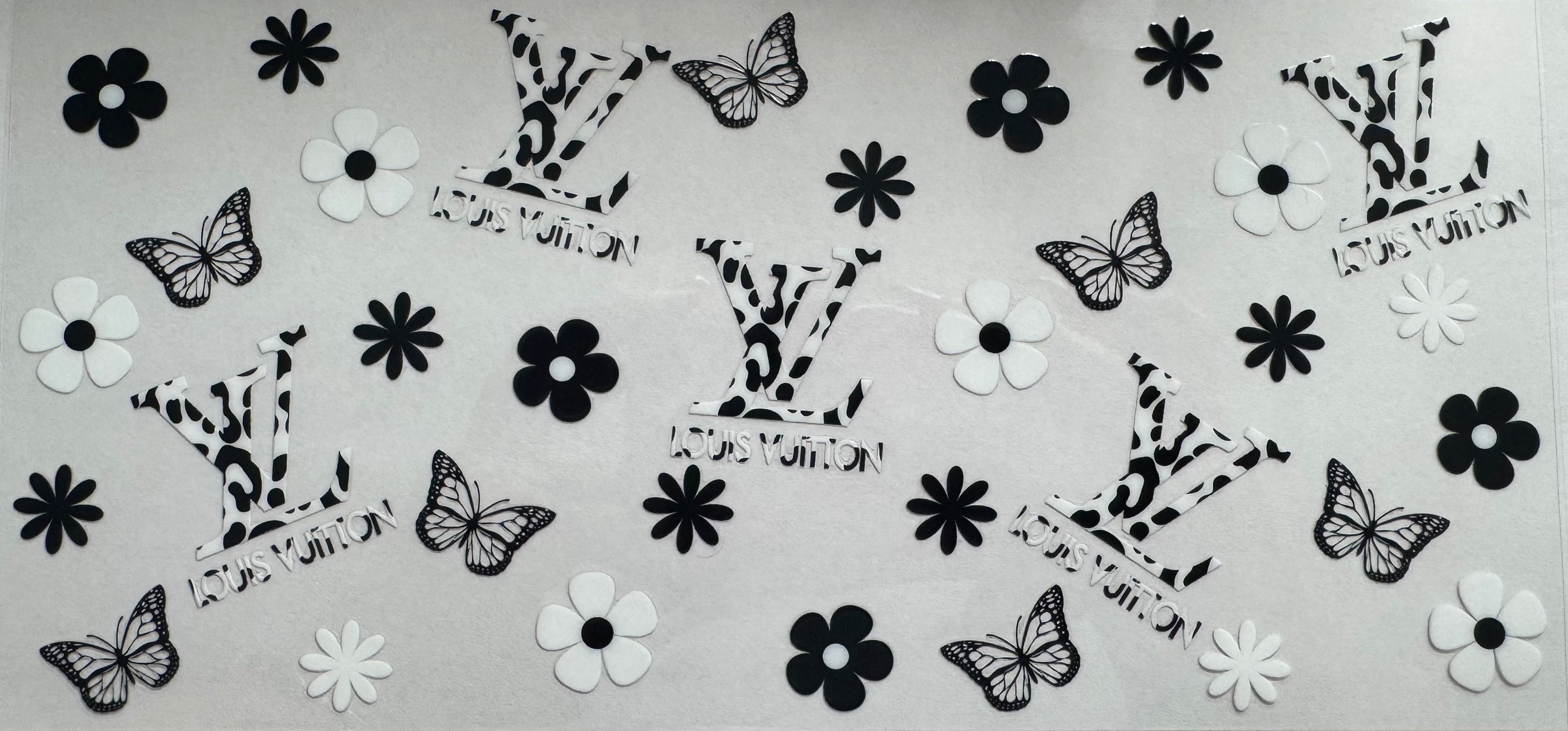 Cow print with flowers Lv 16oz Uv DTF Wrap