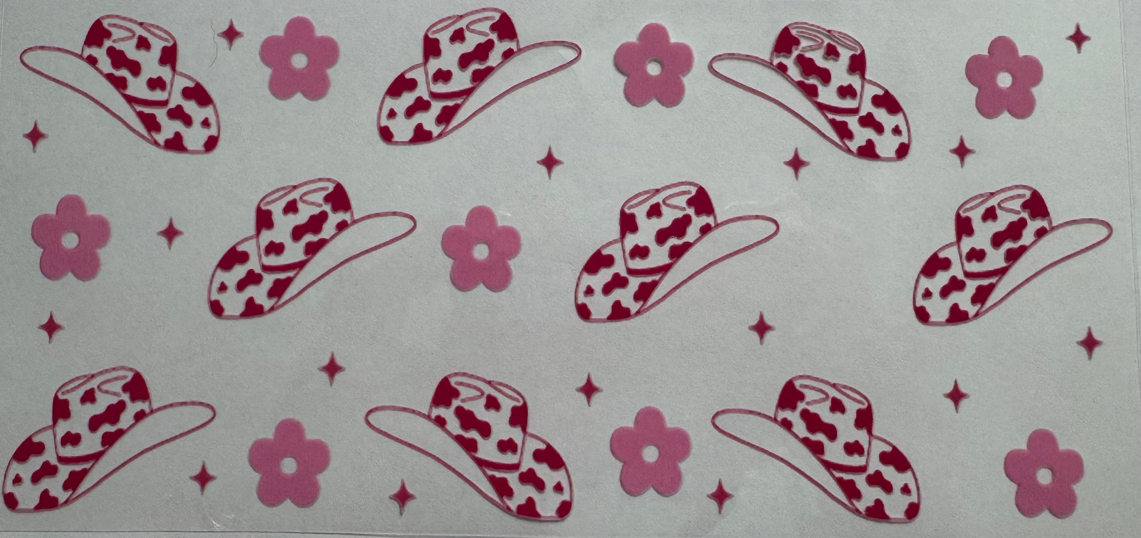 Pink country symbols 16oz Uv DTF Wrap
