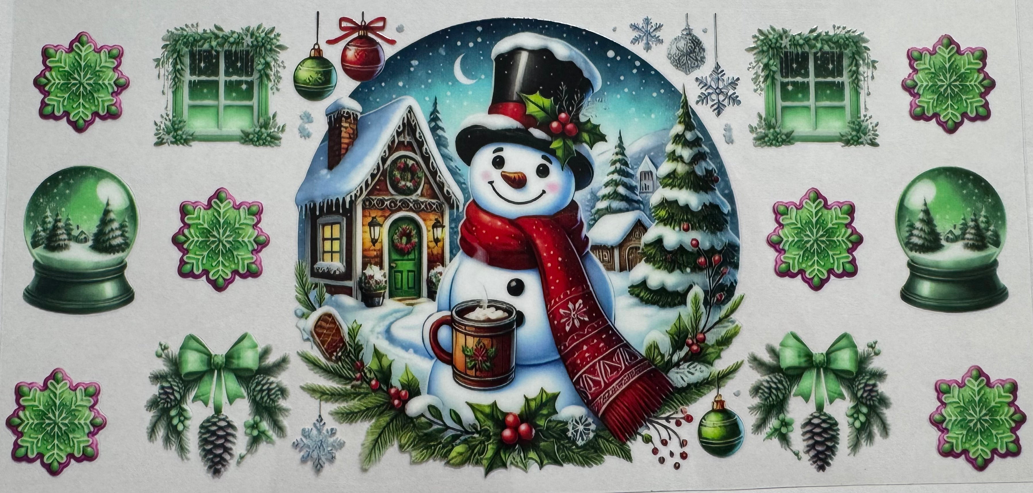 Snowman 16oz Uv DTF Wrap