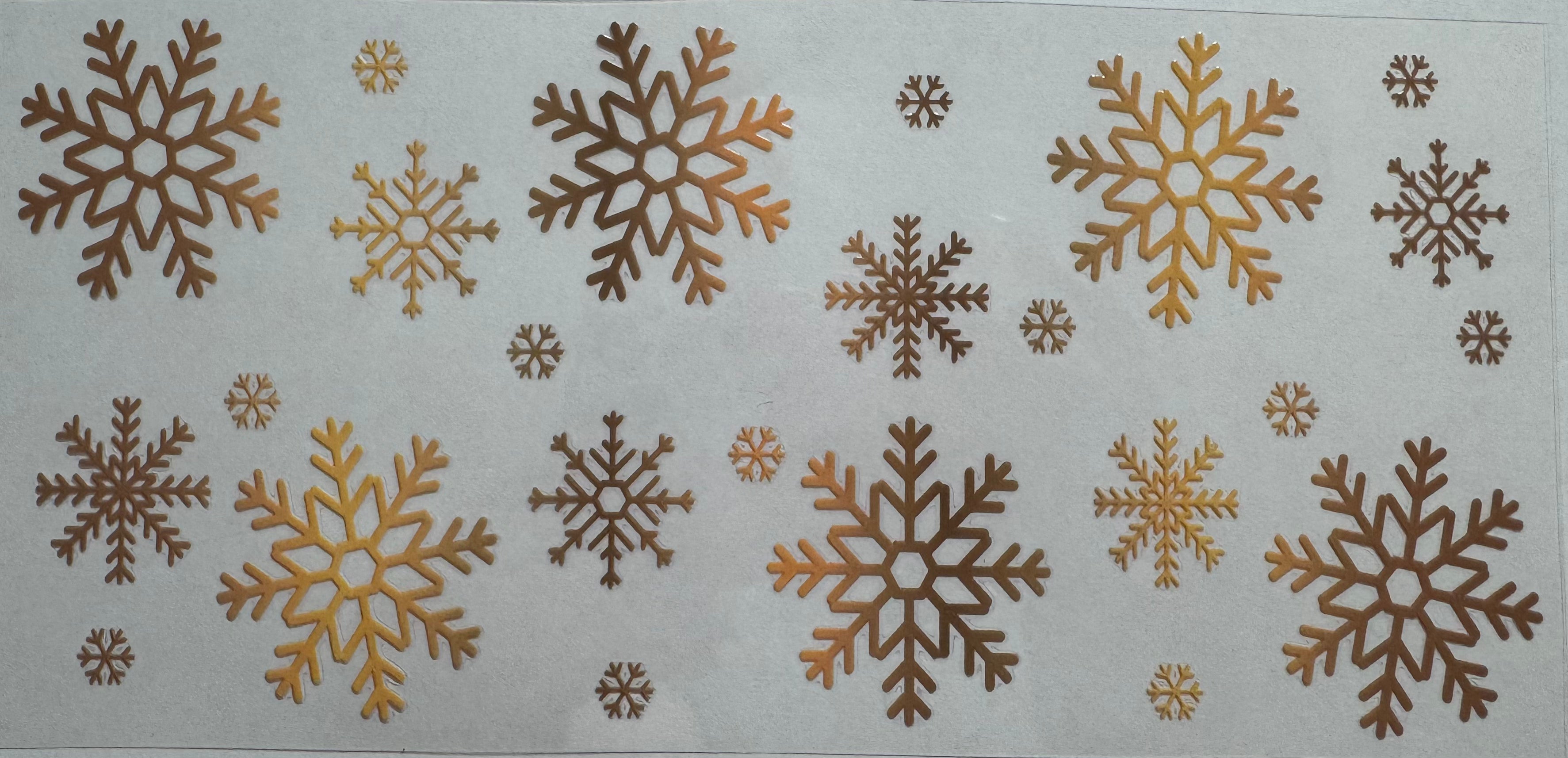 Gold Snowflakes 16oz Uv DTF Wrap