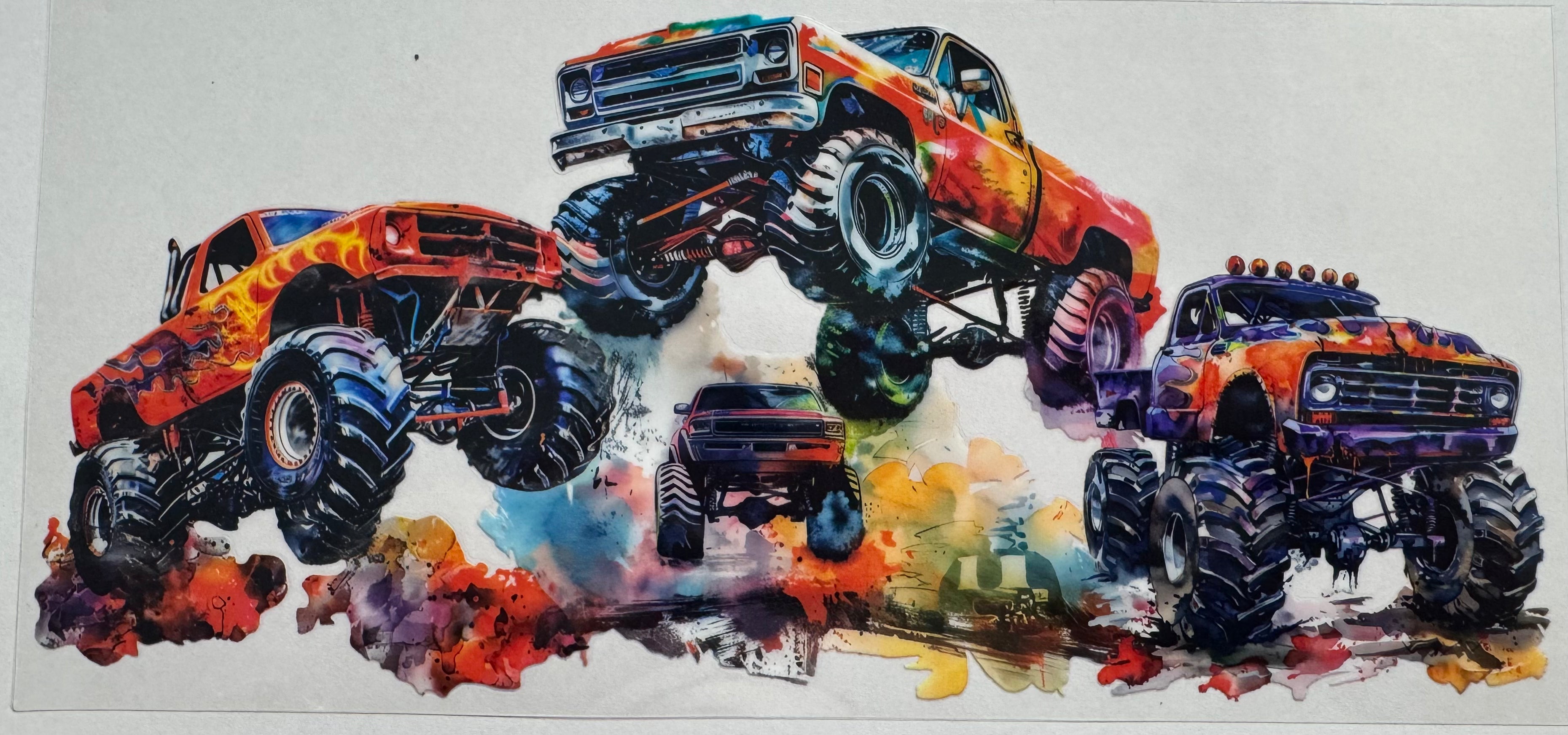 Monster trucks 16oz Uv DTF Wrap