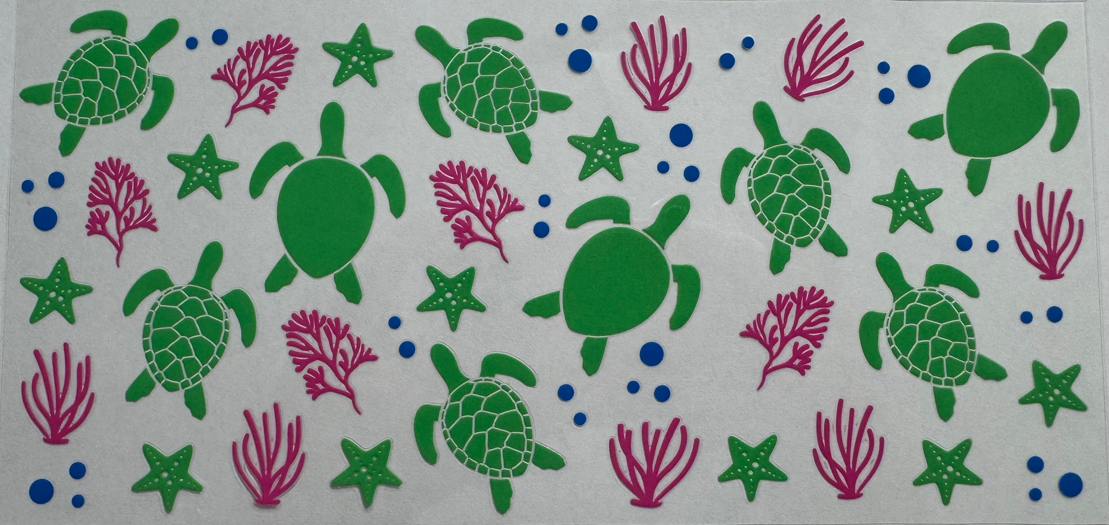 Green turtles 16oz Uv DTF Wrap