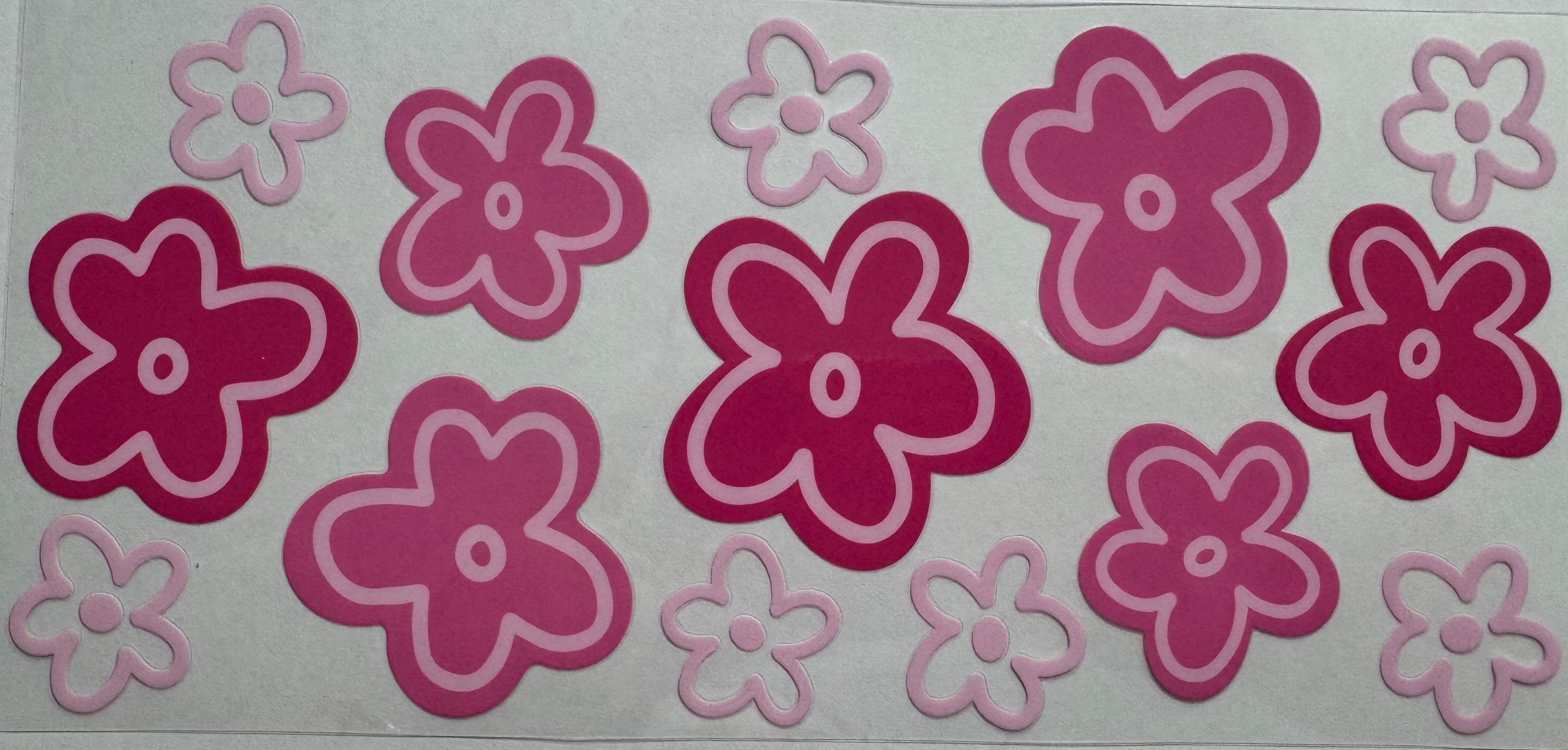 Hot pink flowers 16oz Uv DTF Wrap