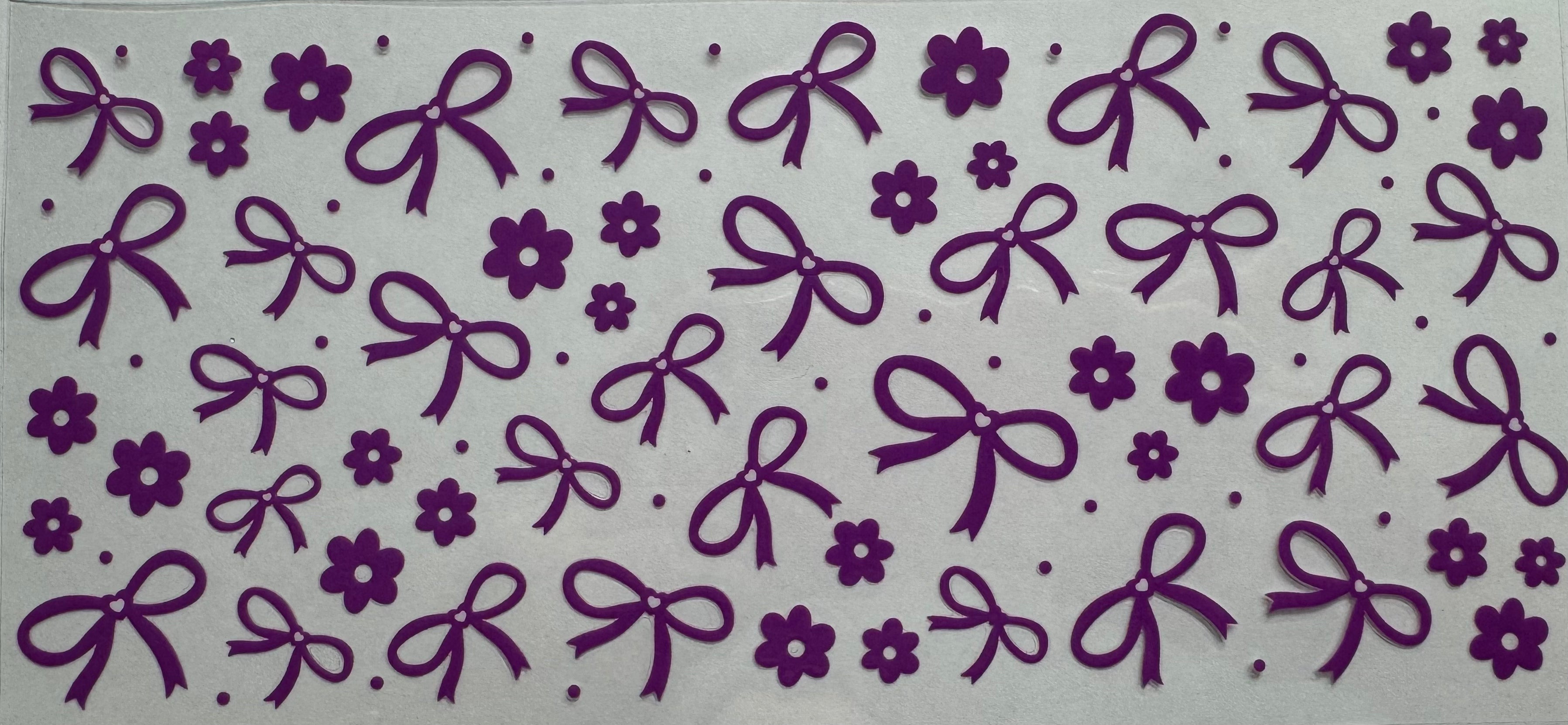 Purple flower and bows 16oz Uv DTF Wrap