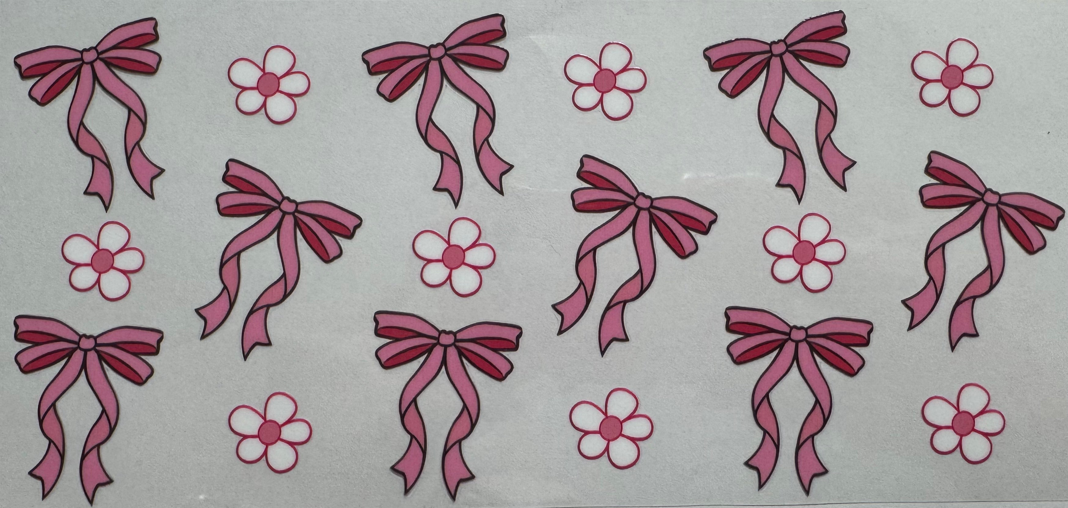 Pink bows 16oz Uv DTF Wrap