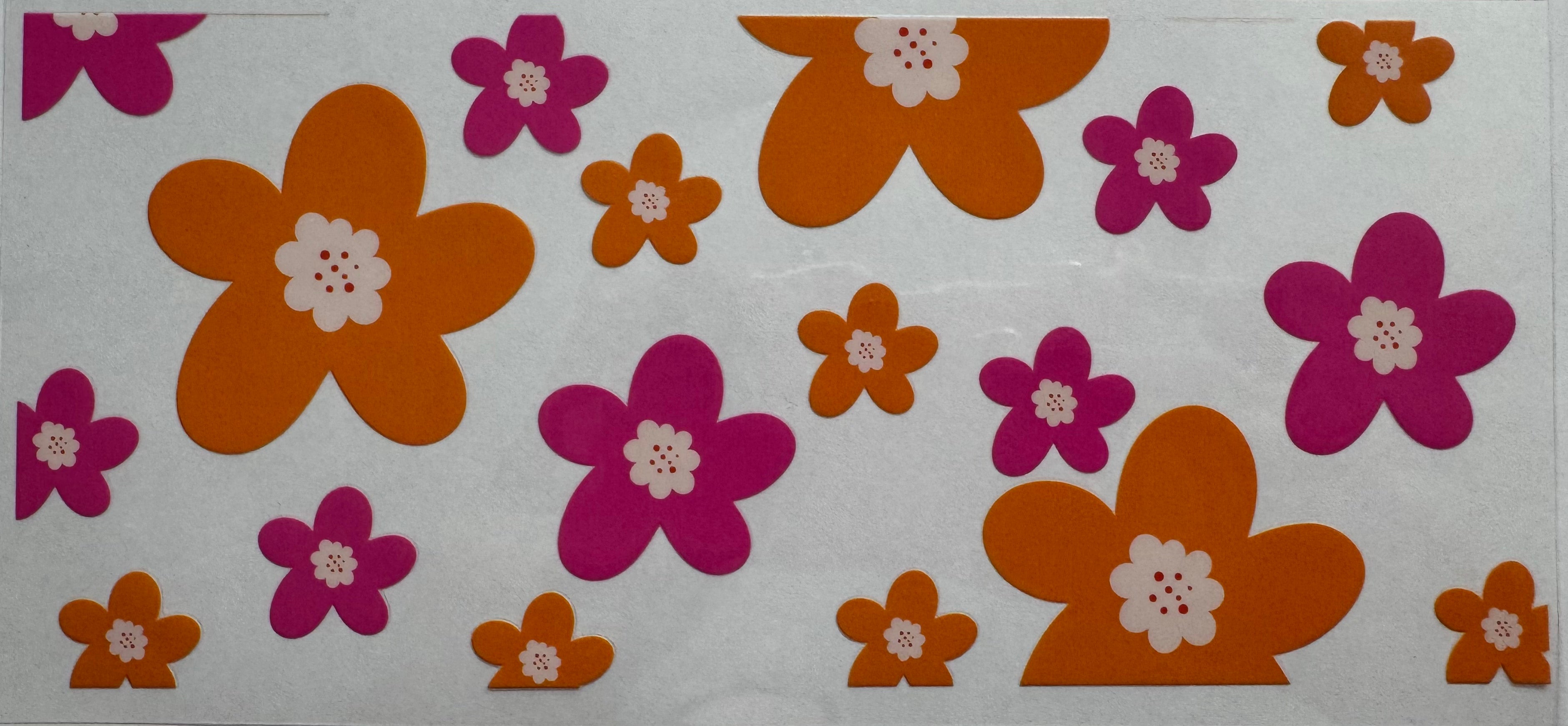 Orange and purple flowers 16oz Uv DTF Wrap