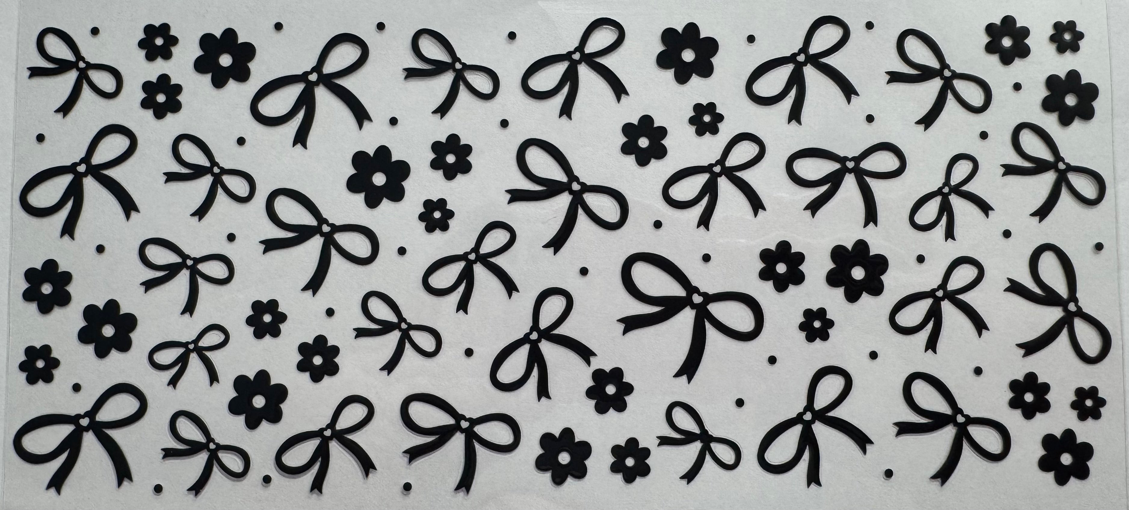 Black flowers and bows 16oz Uv DTF Wrap