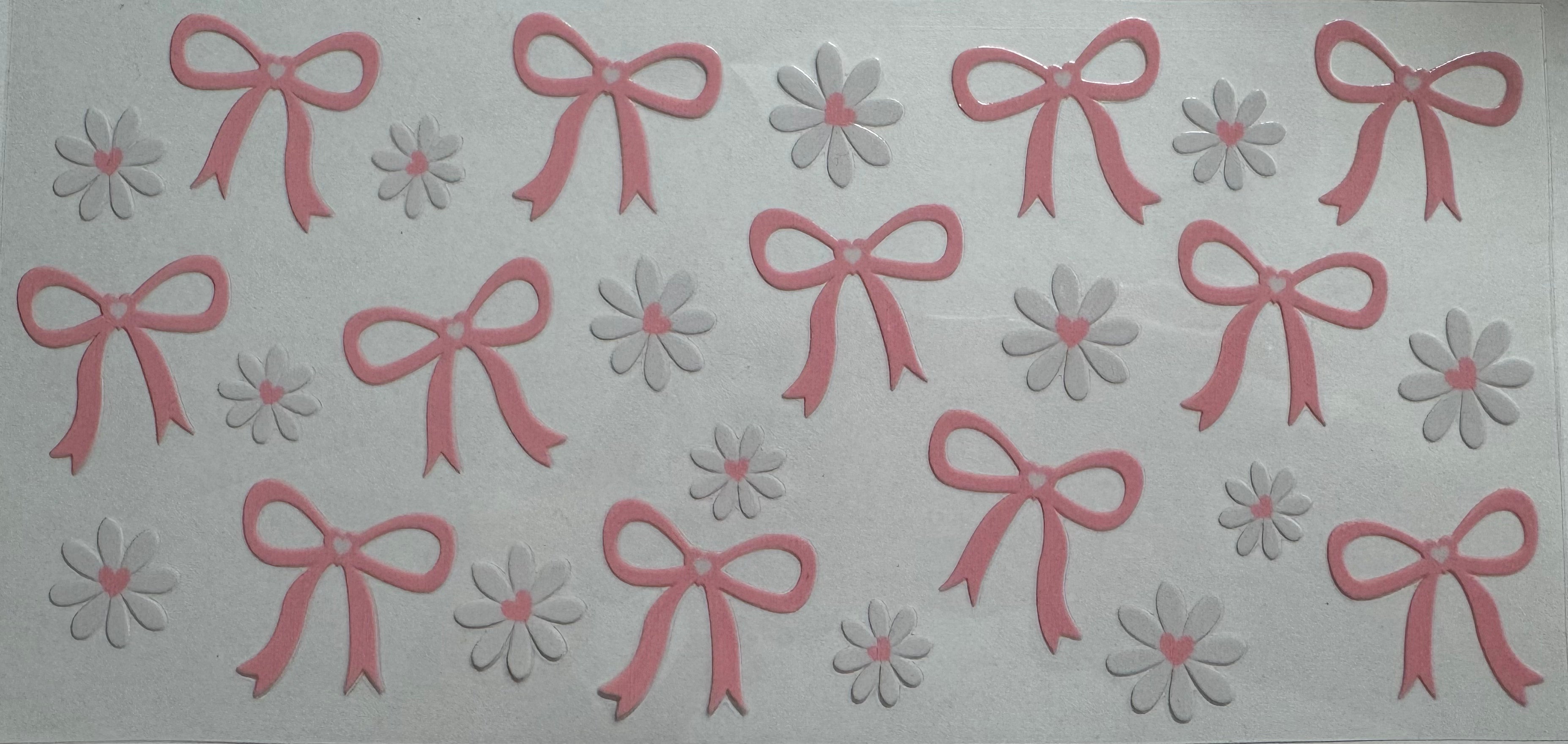 Light pink bows and flowers 16oz Uv DTF Wrap