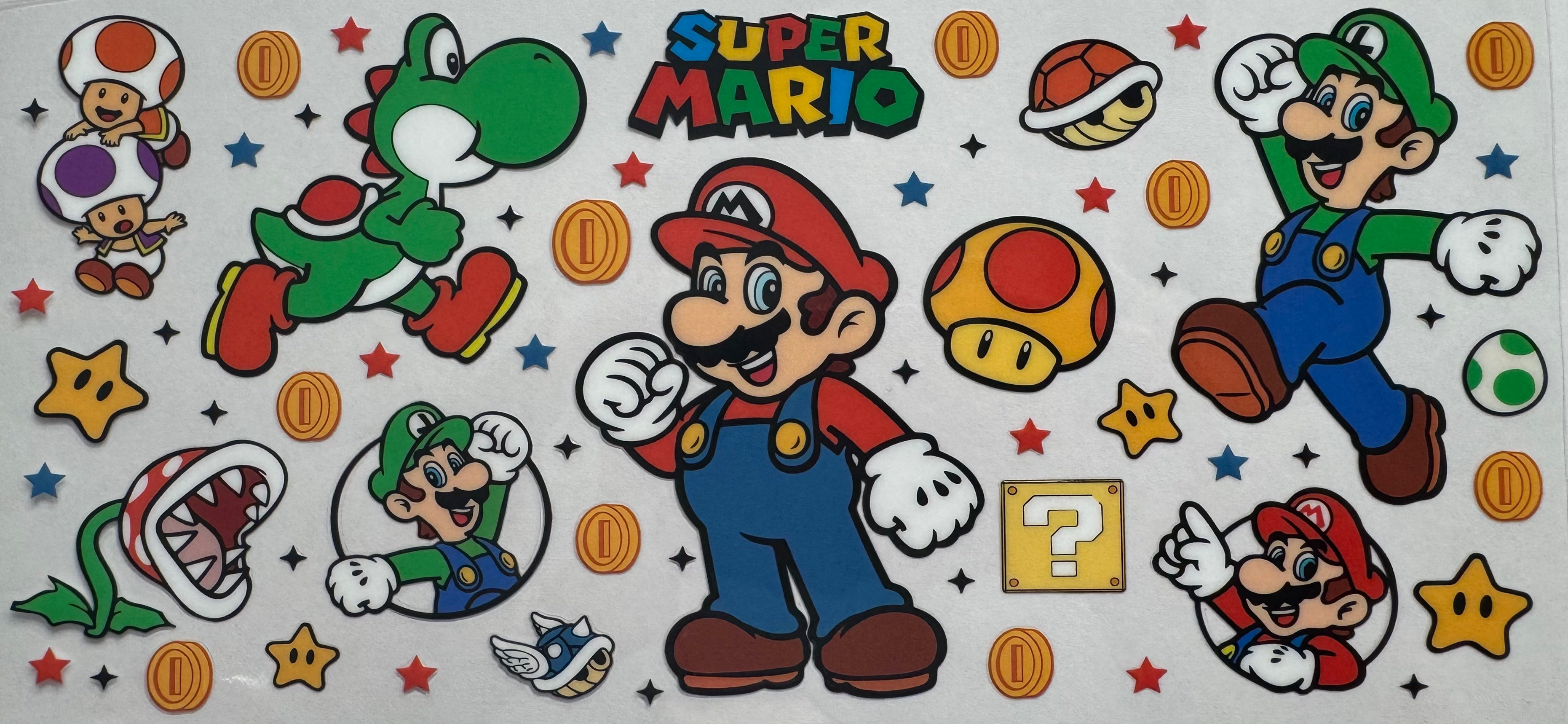 Super Mario 16oz Uv DTF Wrap