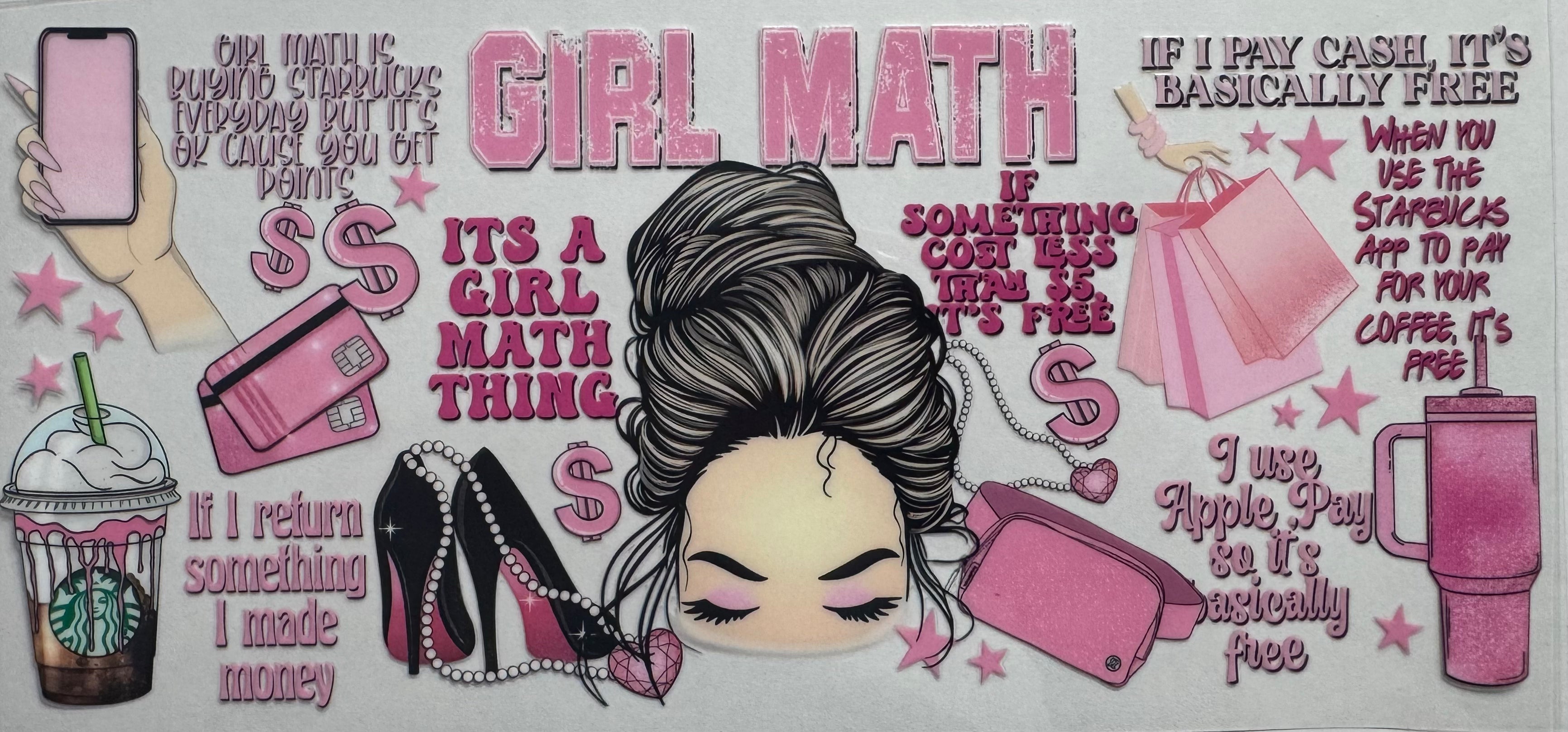 Girl math 16oz Uv DTF Wrap
