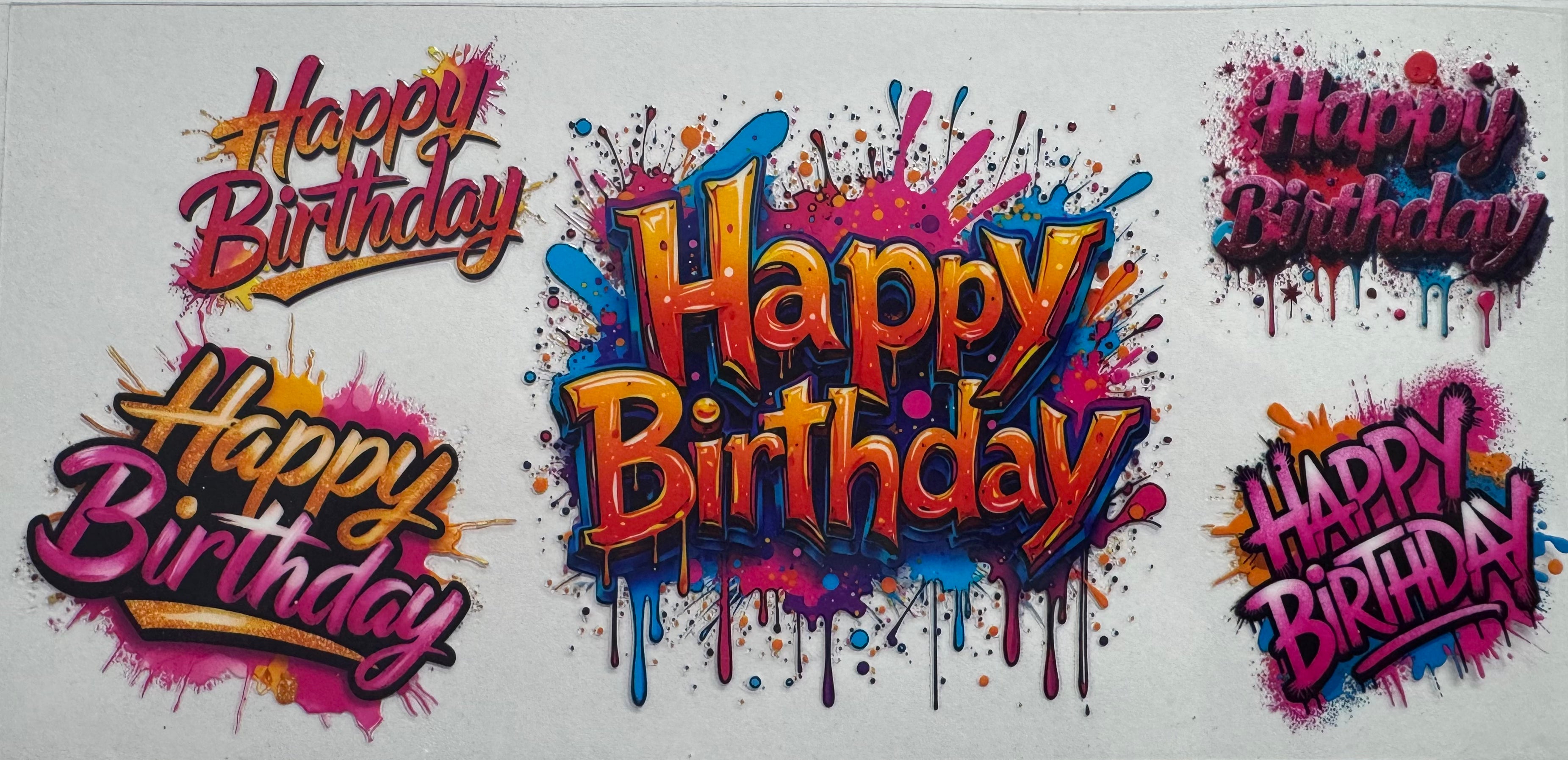 Happy birthday 16oz Uv DTF Wrap