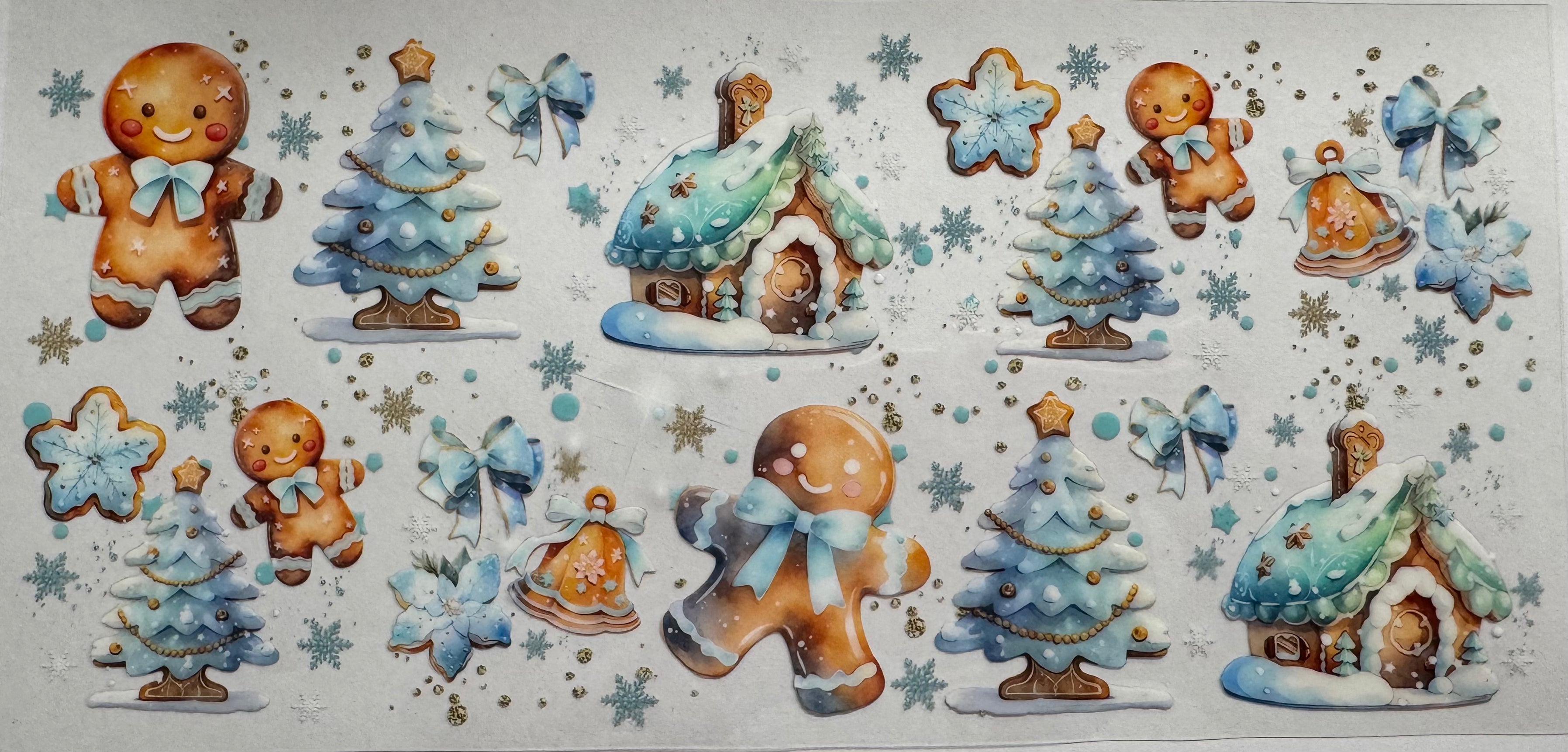 Snowy gingerbread men 16oz Uv DTF Wrap