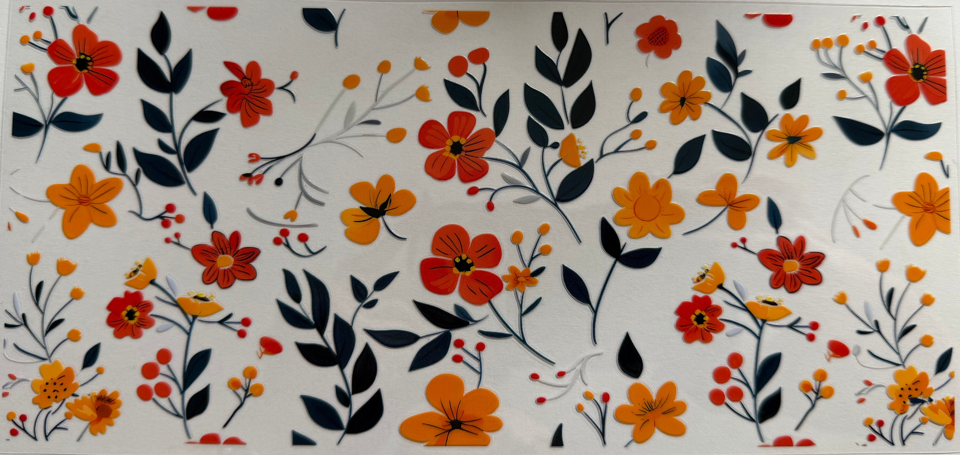 Red and orange flowers 16oz Uv DTF Wrap