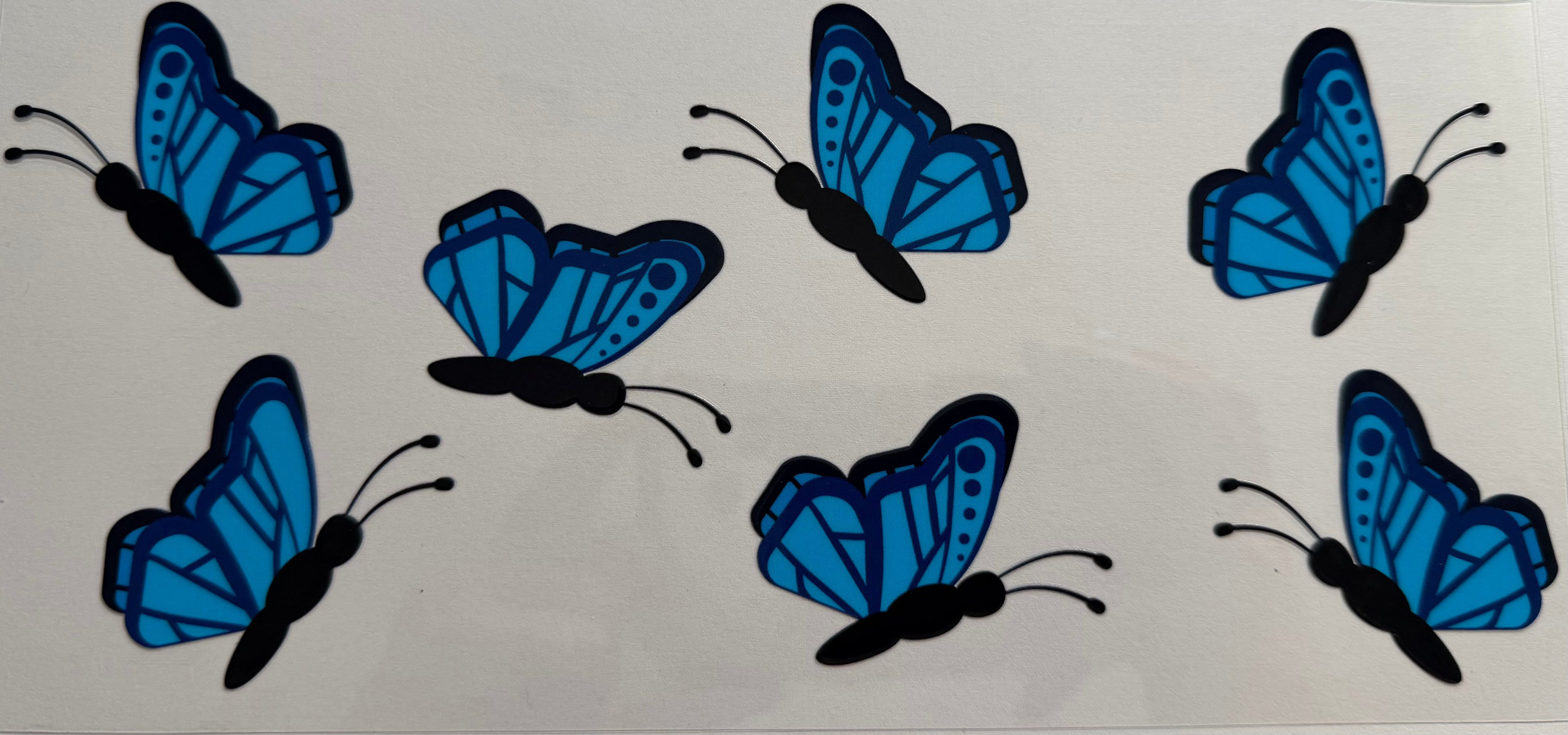 Blue Butterflies 16oz Uv DTF Wrap