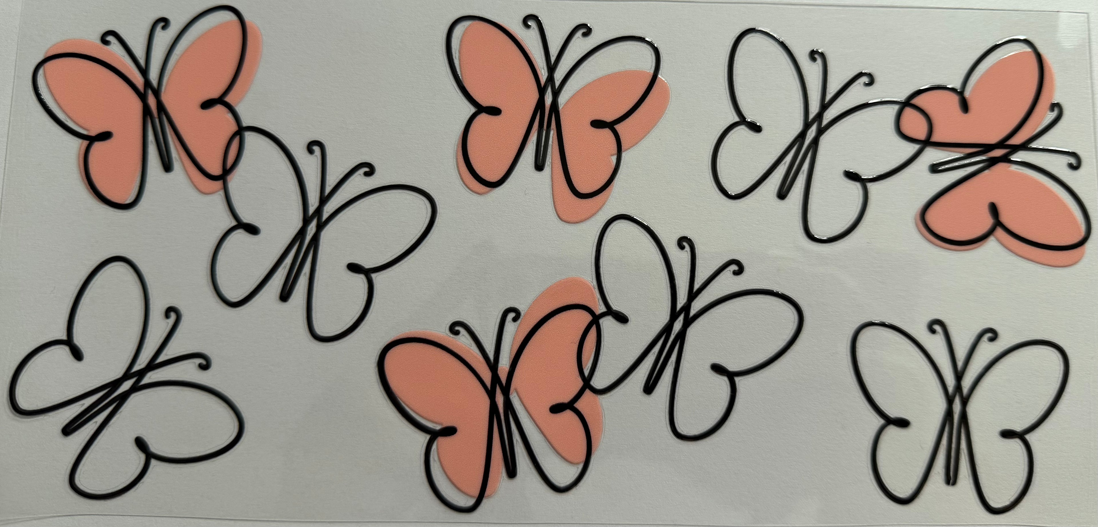 Peach Butterflies 16oz Uv DTF Wrap