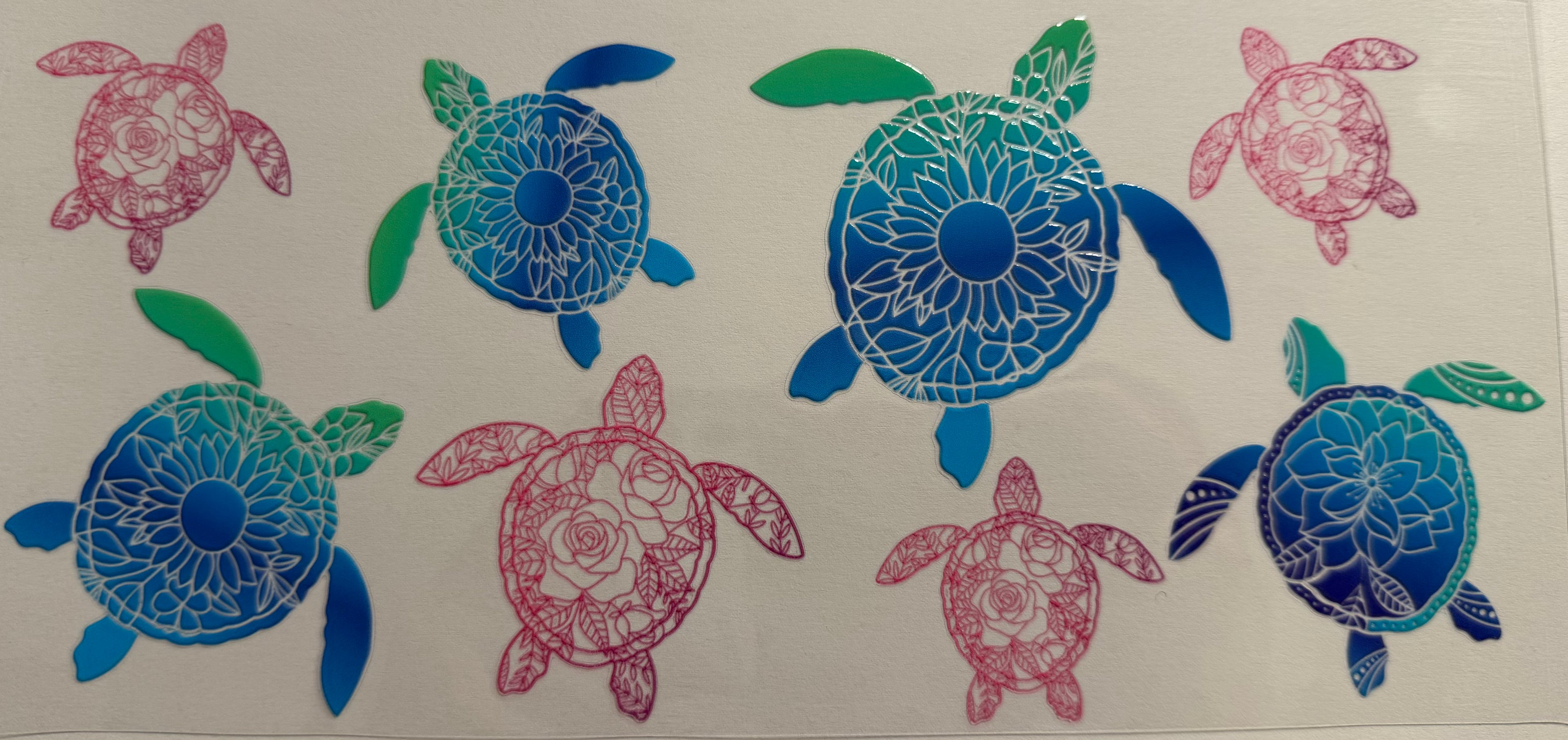 Colourful Turtles 16oz Uv DTF Wrap