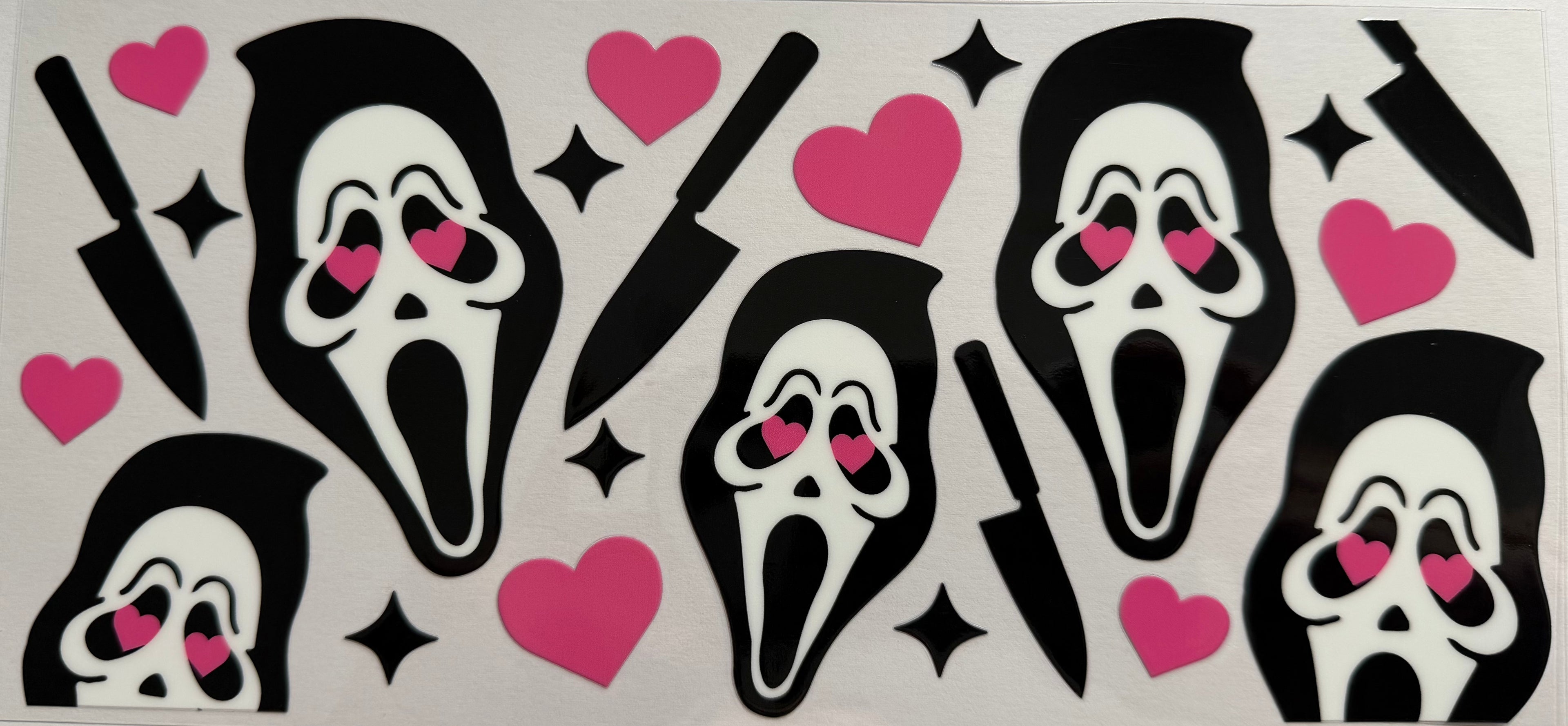 Ghost Face with knives 16oz Uv DTF Wrap