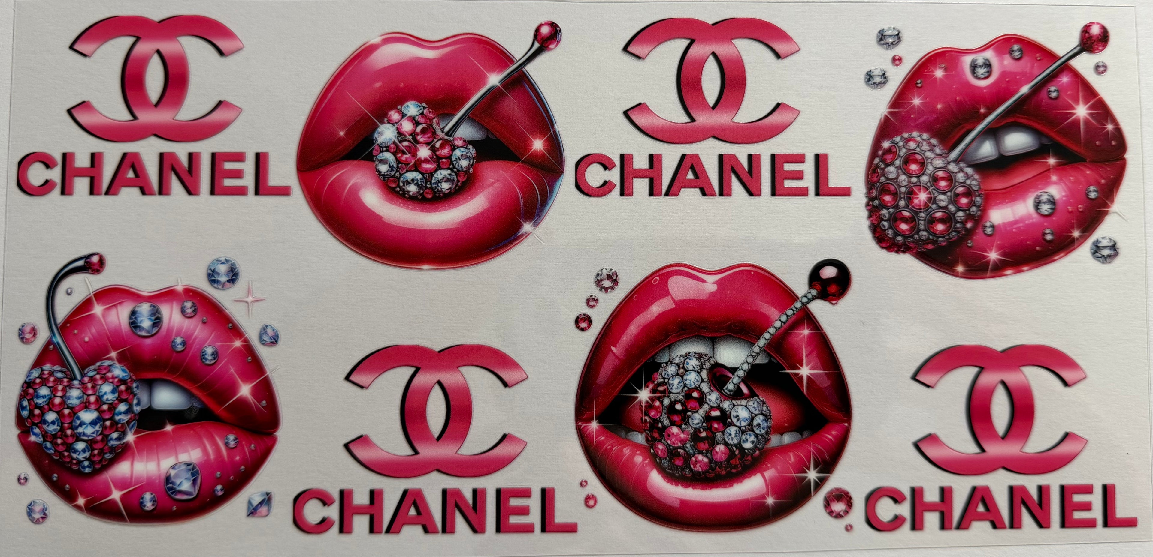 Chanel Lips 16oz Uv DTF Wrap