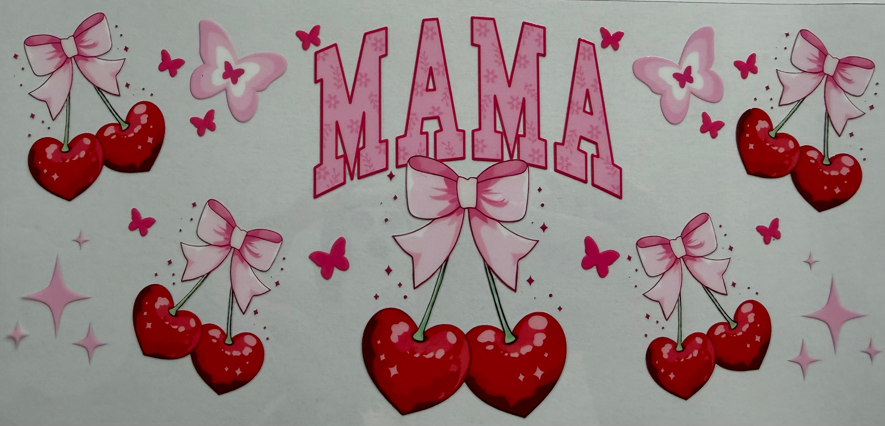 Mama cherry and bows 16oz Uv DTF Wrap