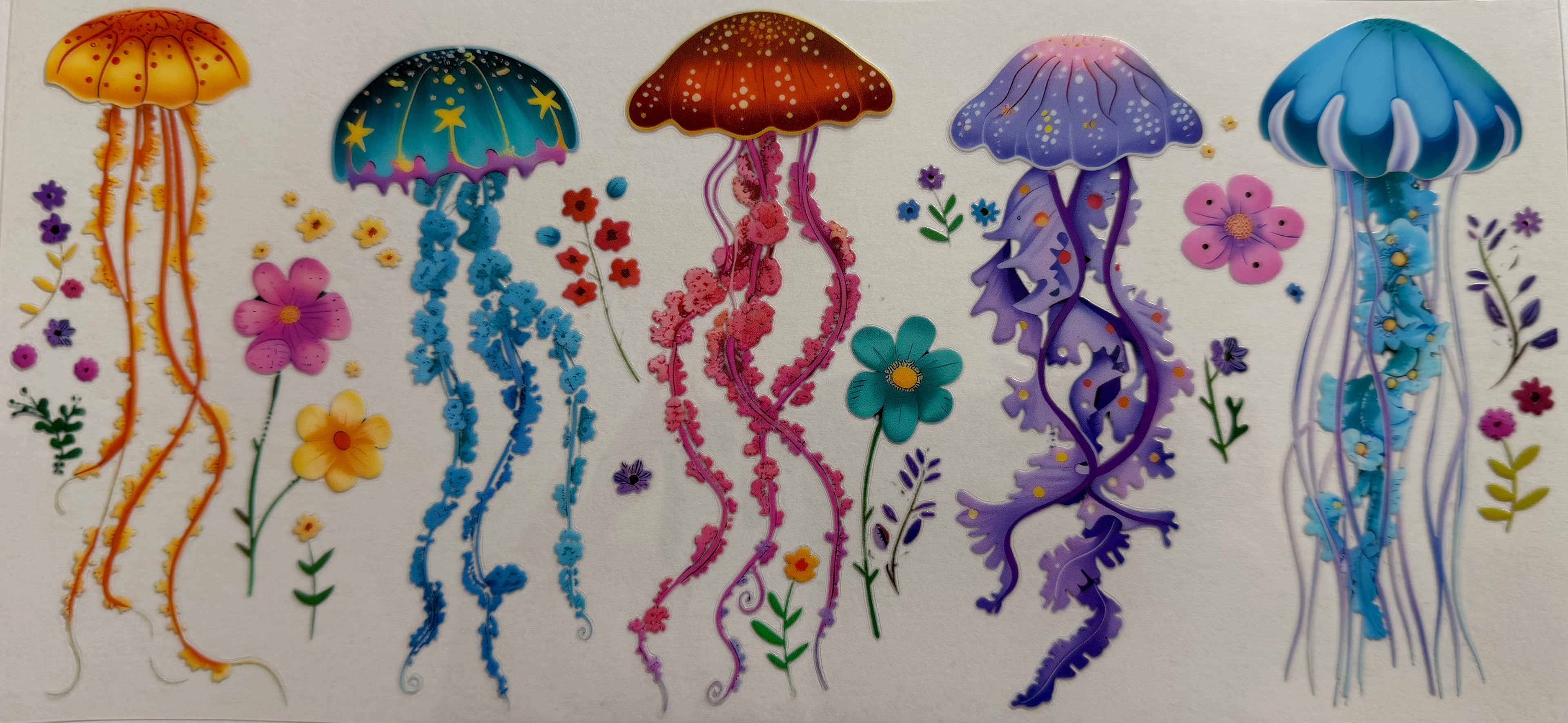 Colourful Jellyfish 16oz Uv DTF Wrap