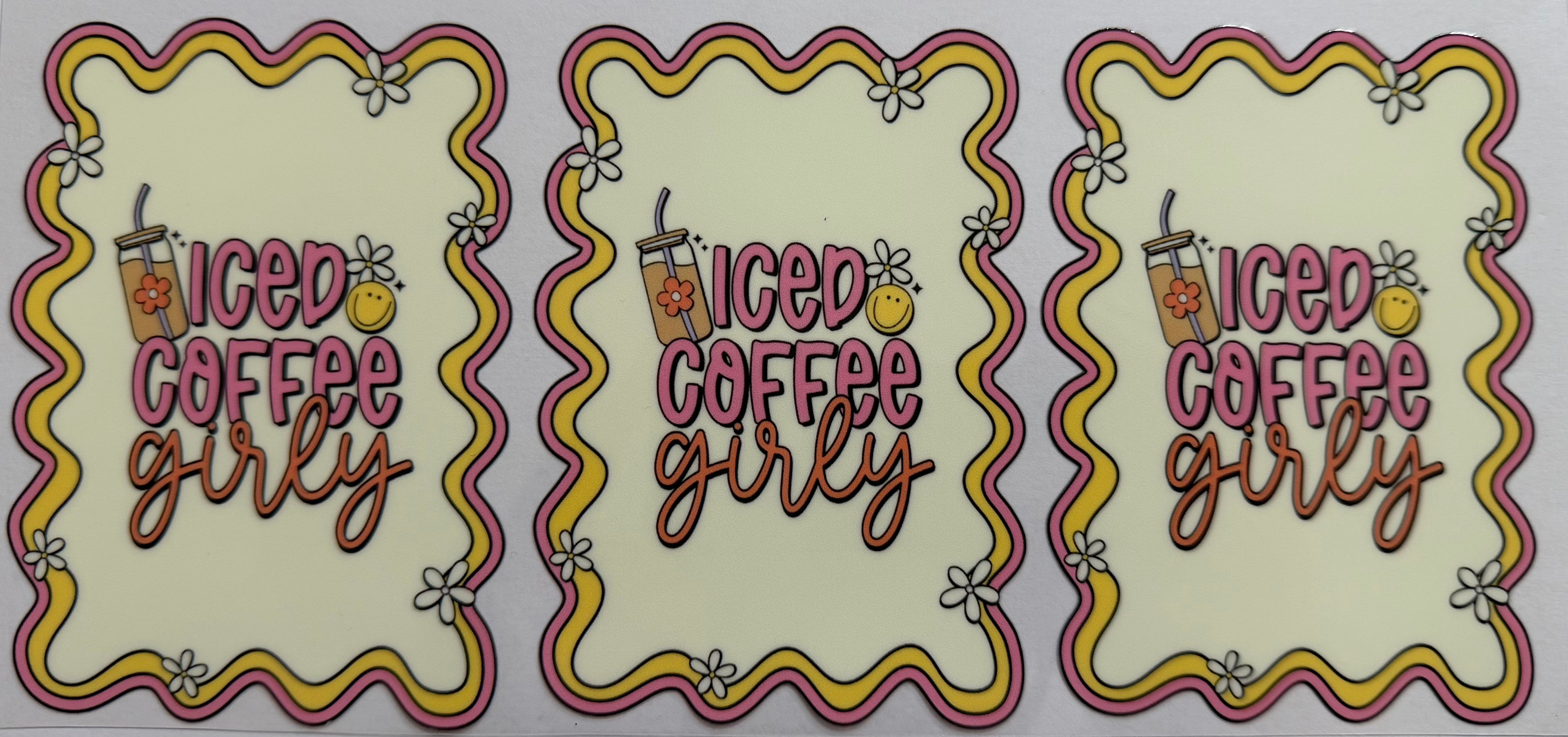 Iced coffee girly 16oz Uv DTF Wrap