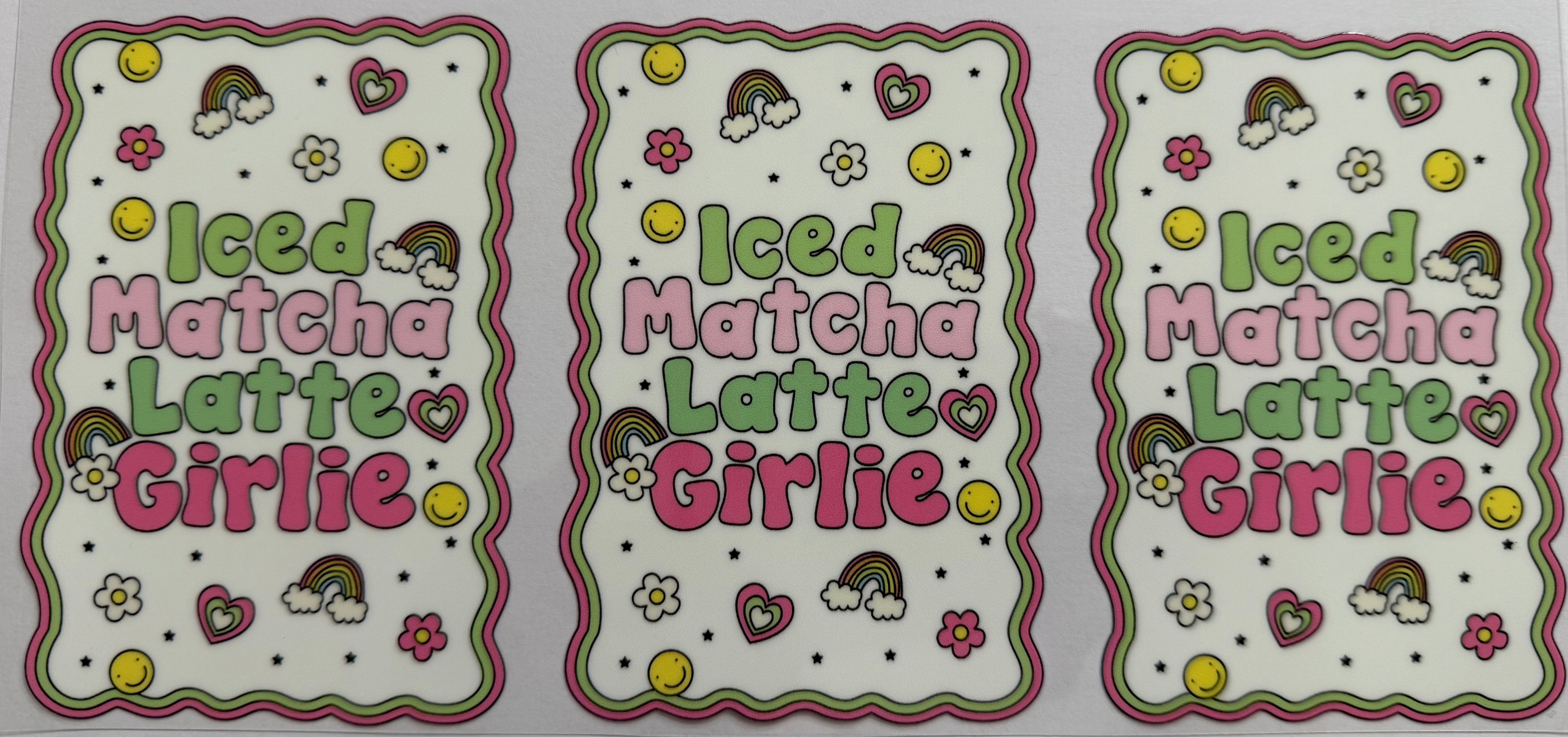 Iced Matcha Latte Girlie 16oz Uv DTF Wrap