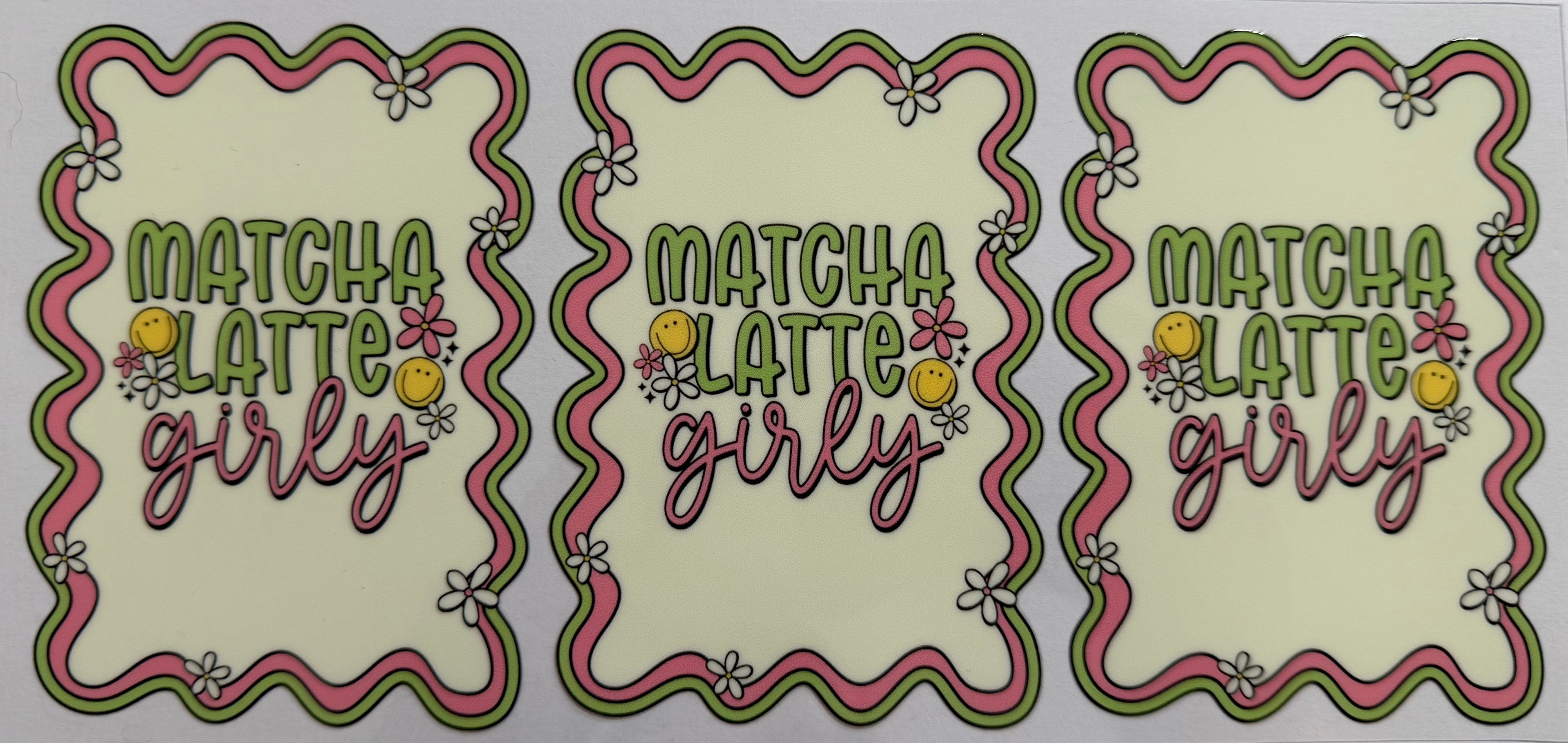 Matcha latte girly 16oz Uv DTF Wrap