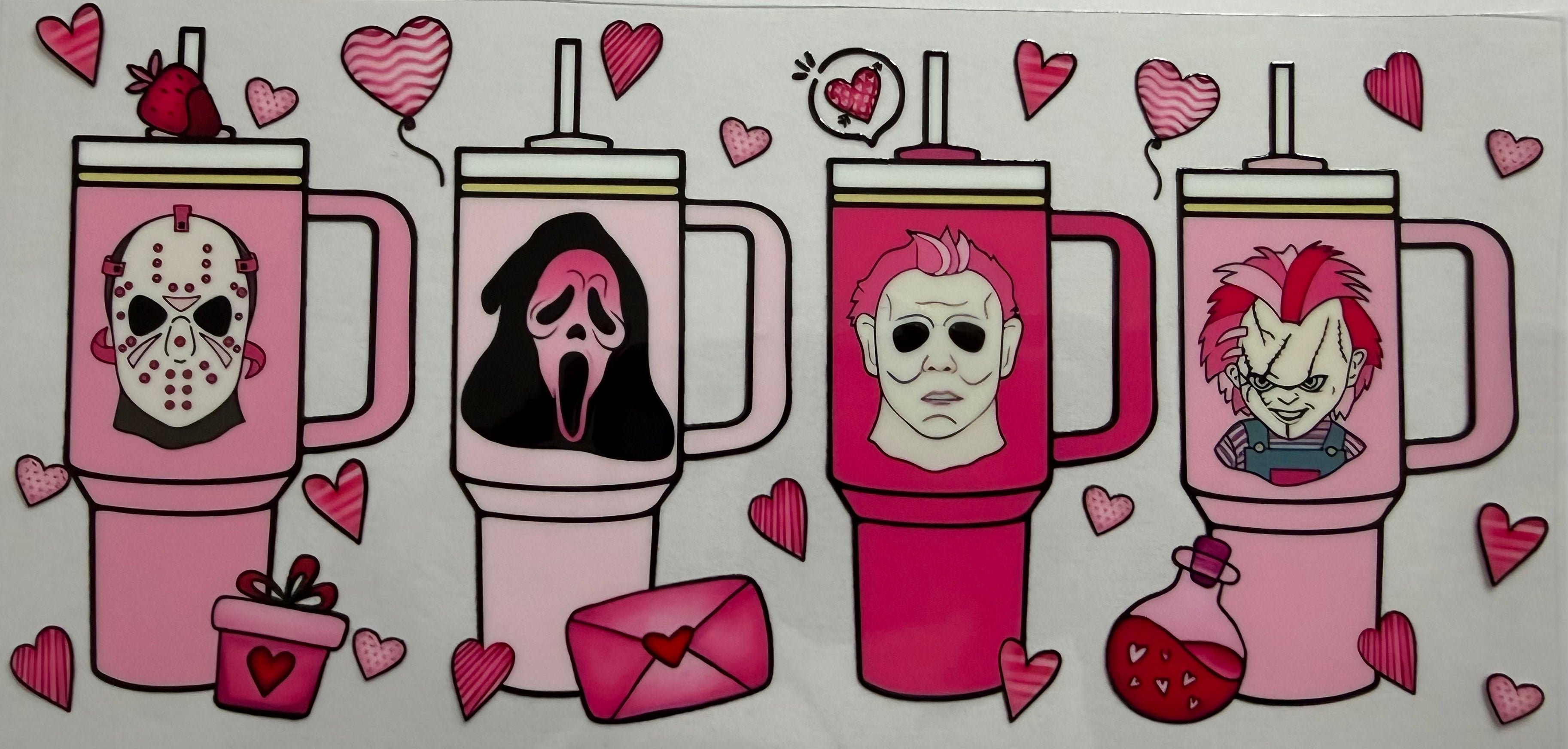 Horror family on tumblers 16oz Uv DTF Wrap
