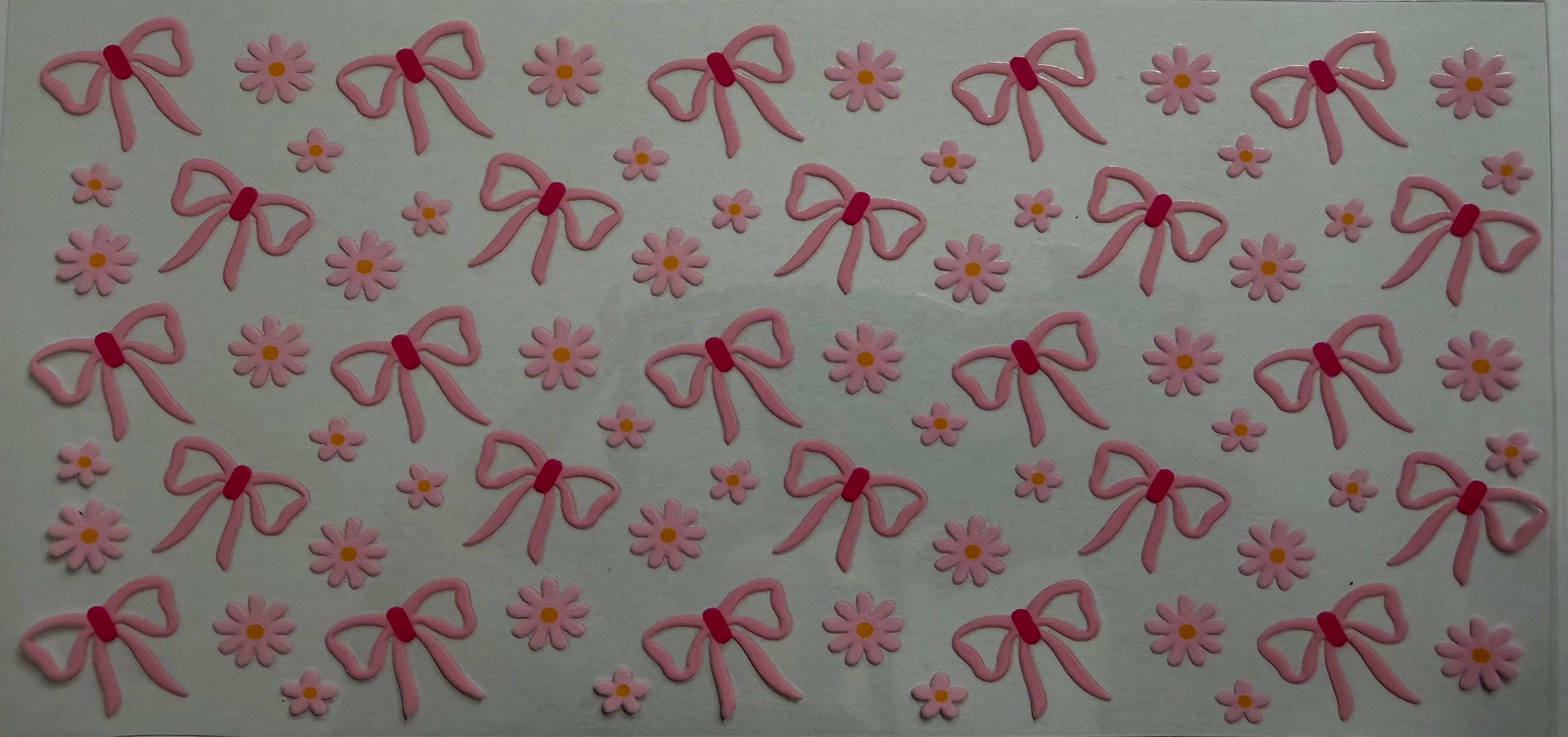 Light pink bows 16oz Uv DTF Wrap
