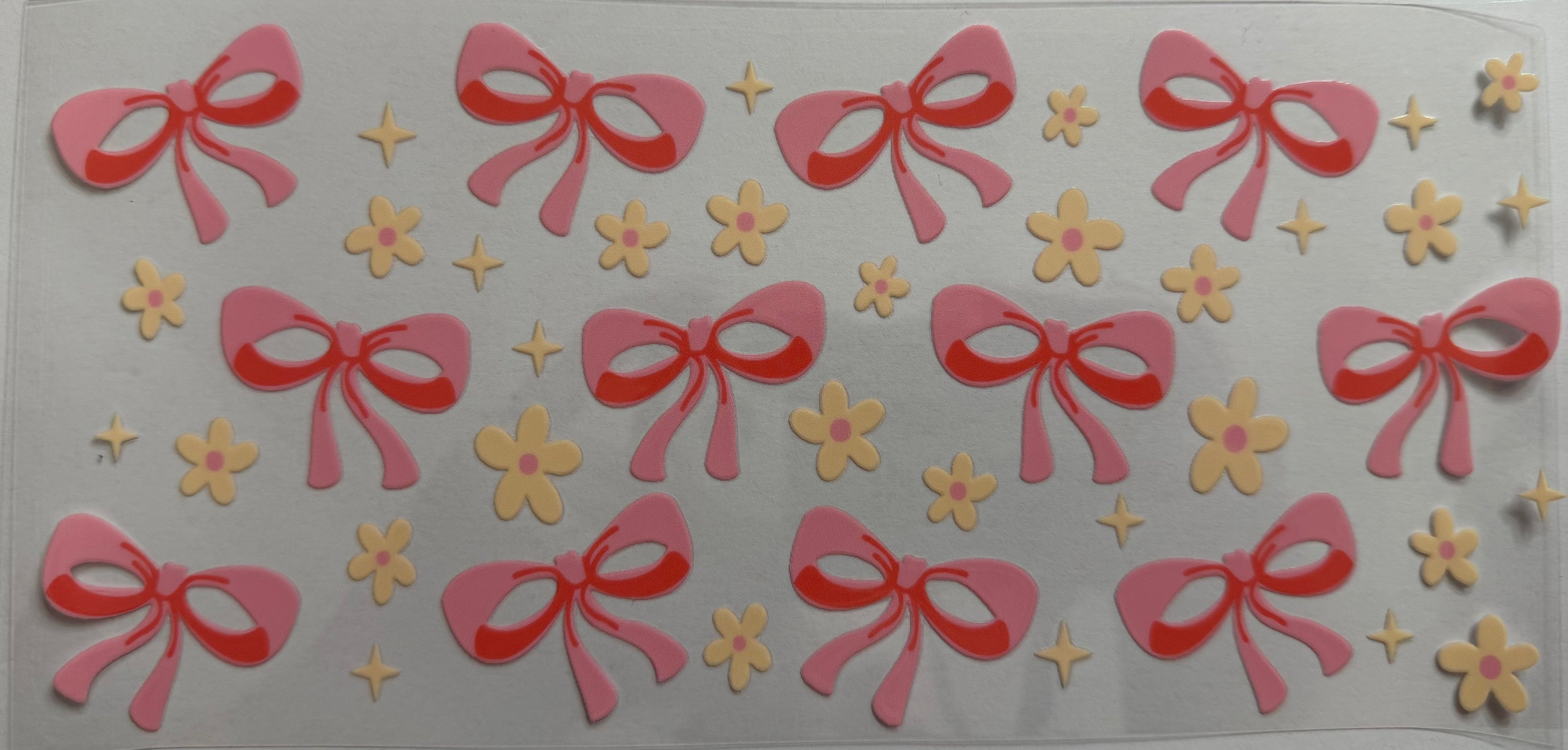 Light pink bows 16oz Uv DTF Wrap
