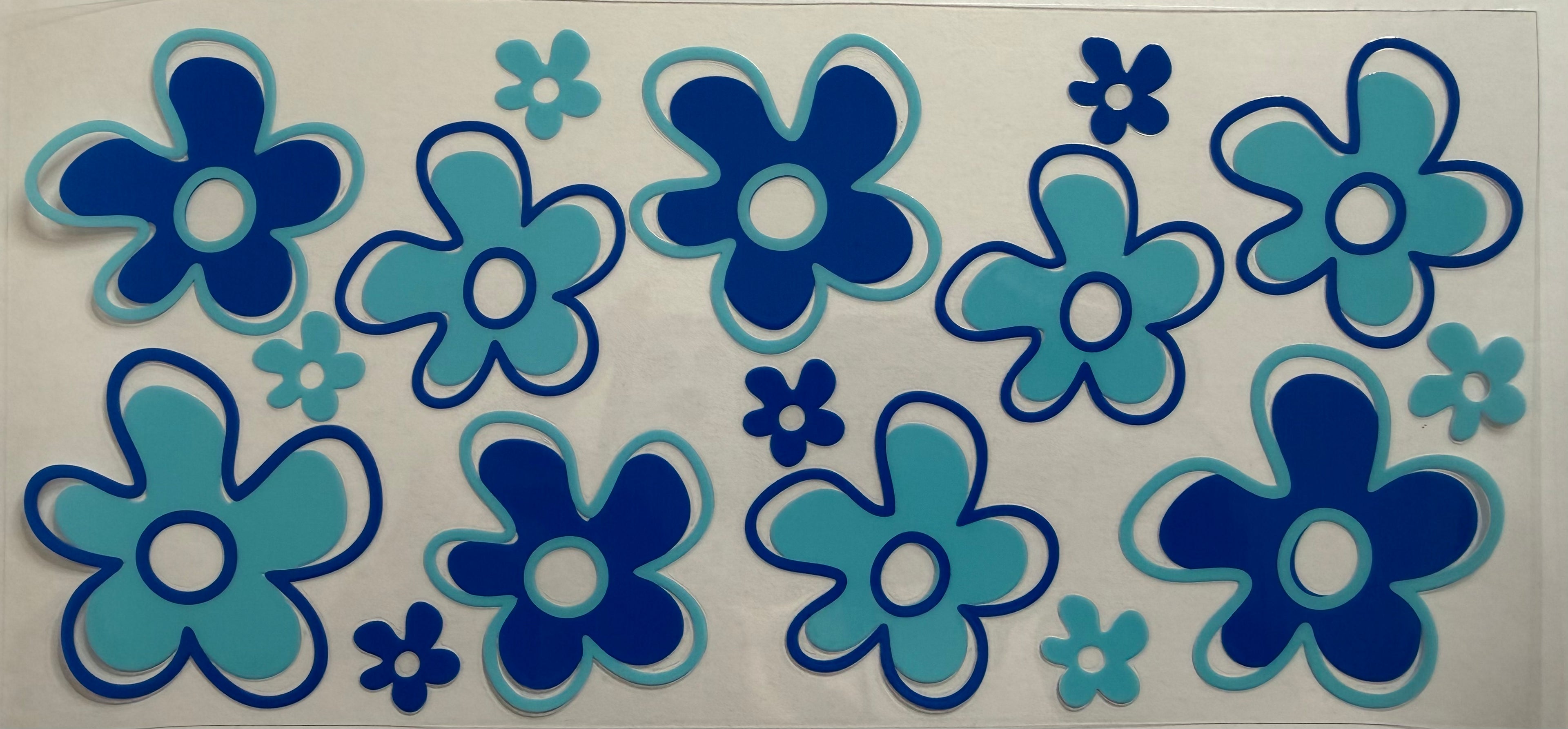 Blue flowers 16oz Uv DTF Wrap