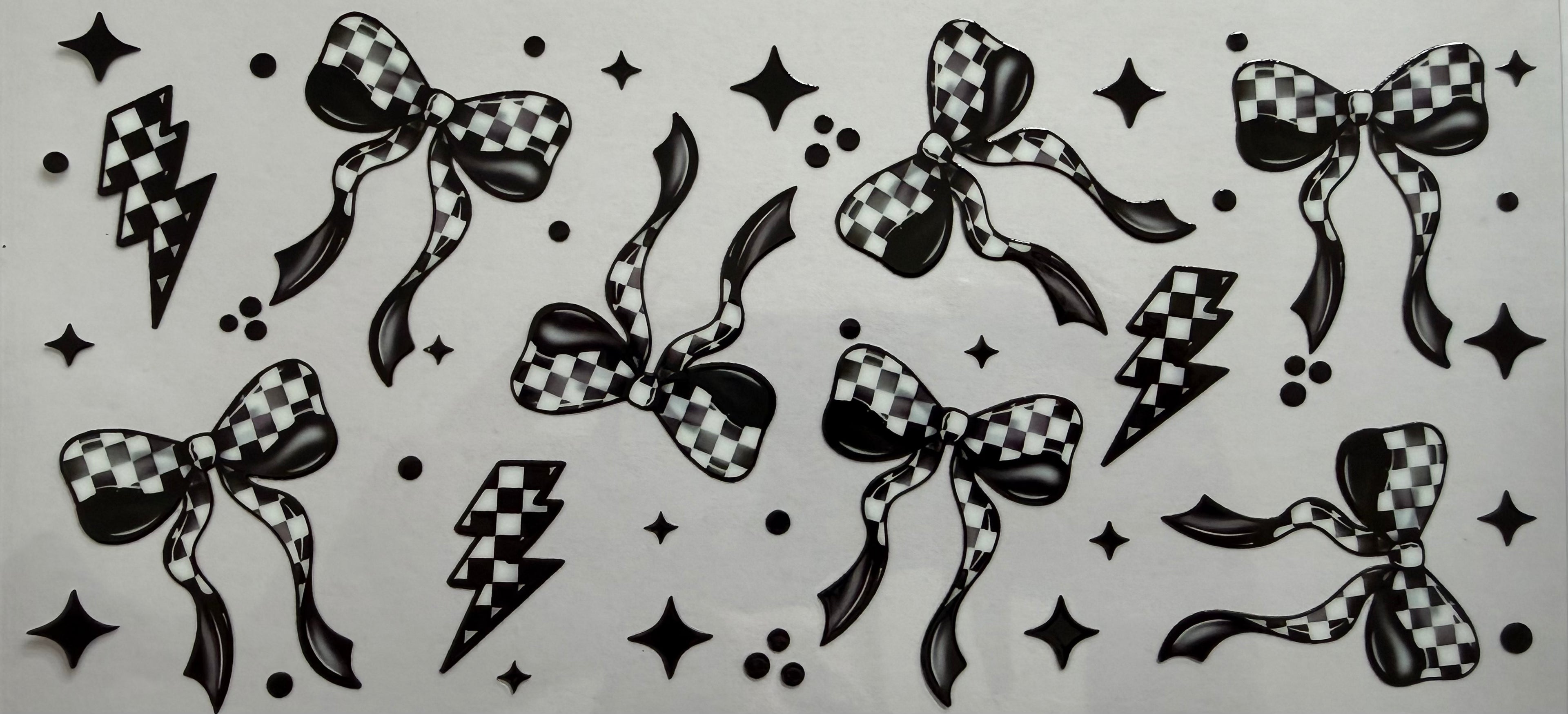Checkered bows 16oz Uv DTF Wrap