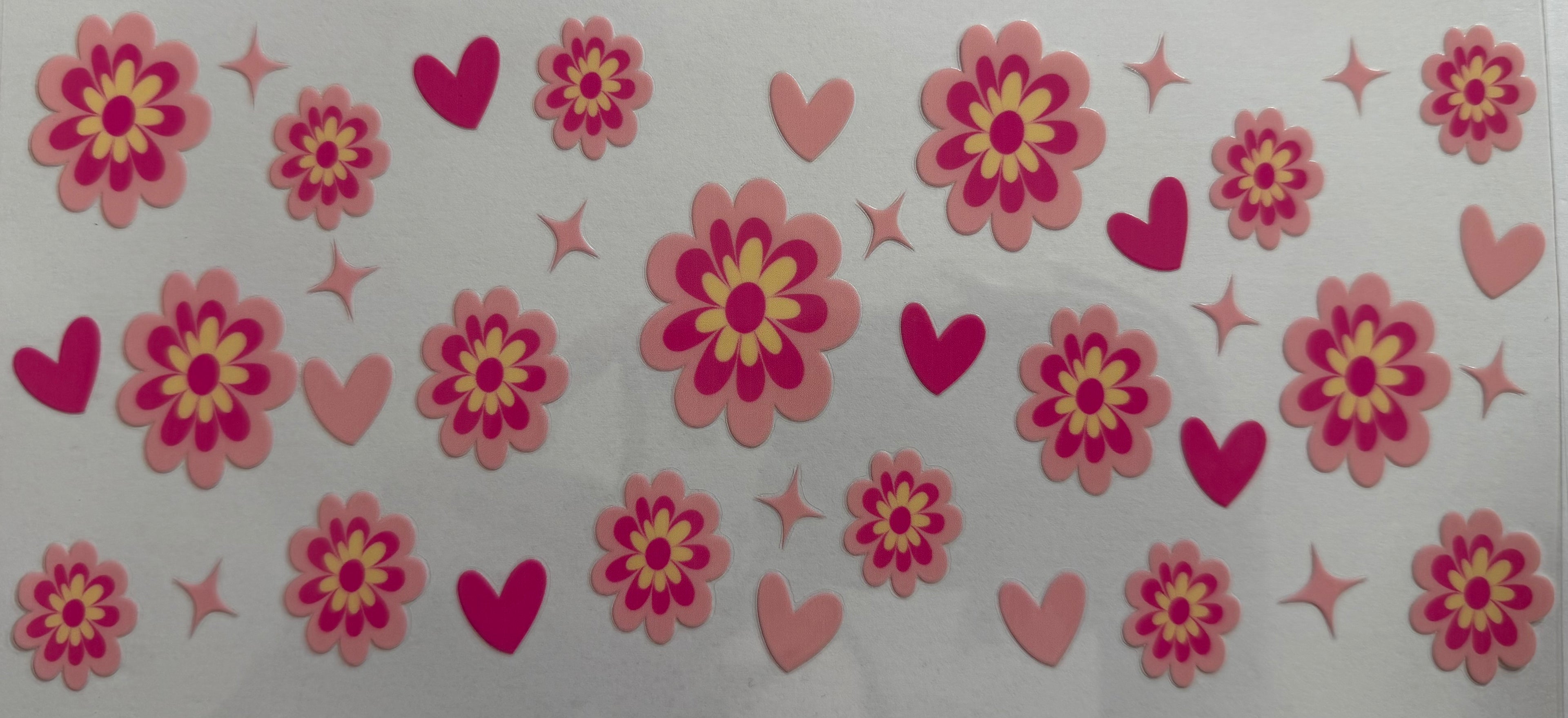 Pink flowers 16oz Uv DTF Wrap