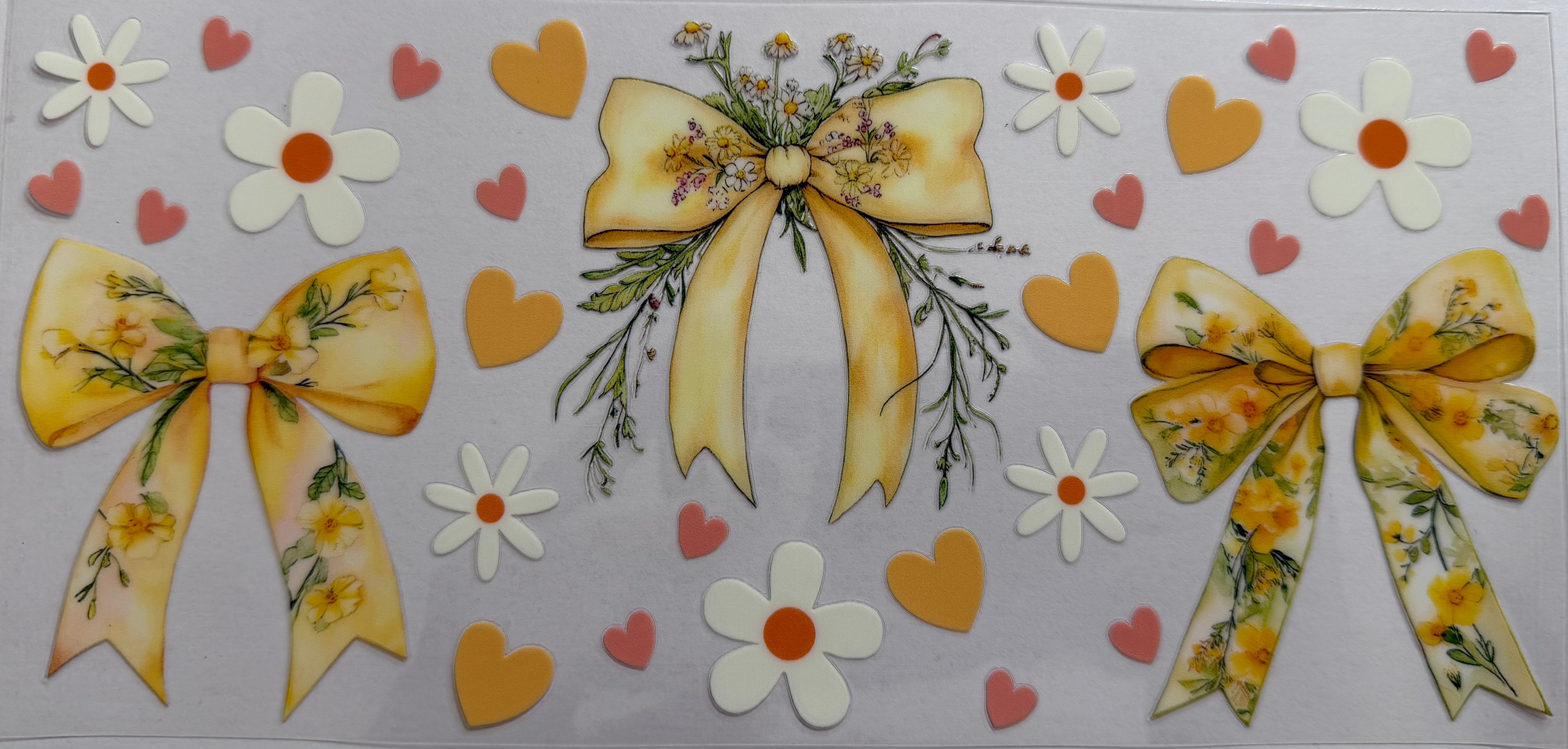 Yellow bows 16oz Uv DTF Wrap