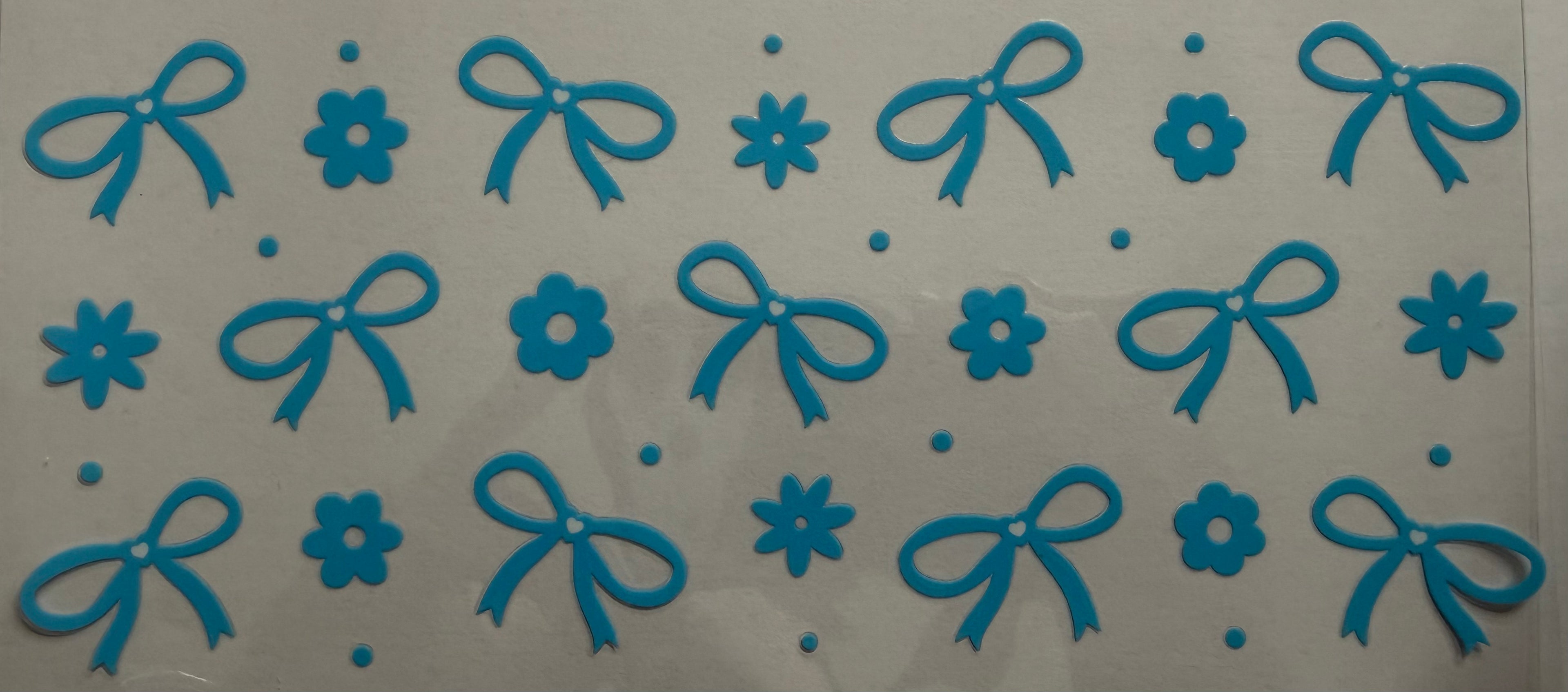 Blue bows and flowers 16oz Uv DTF Wrap