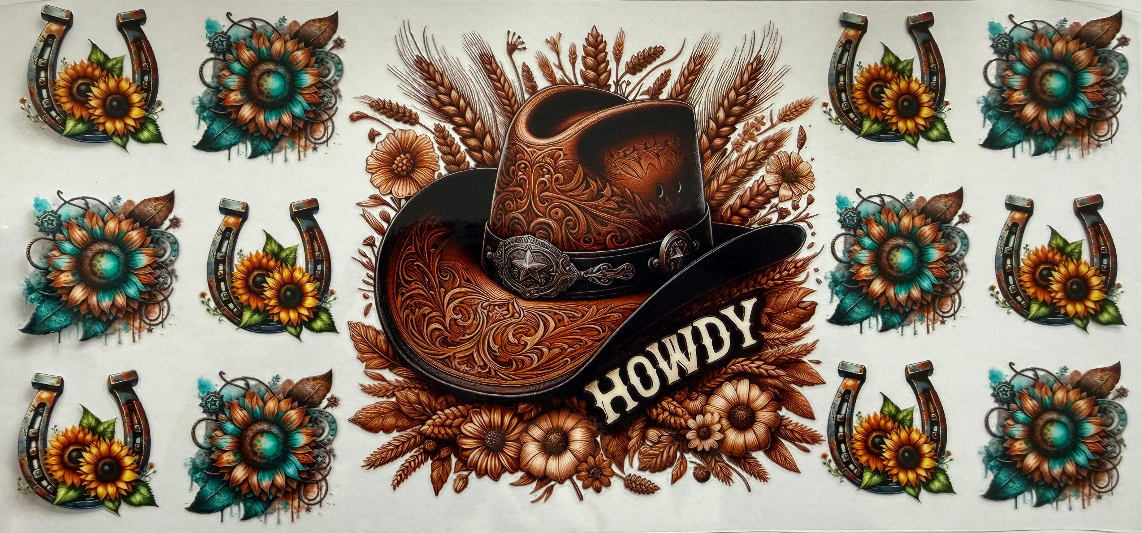 Howdy cowboy hat 16oz Uv DTF Wrap