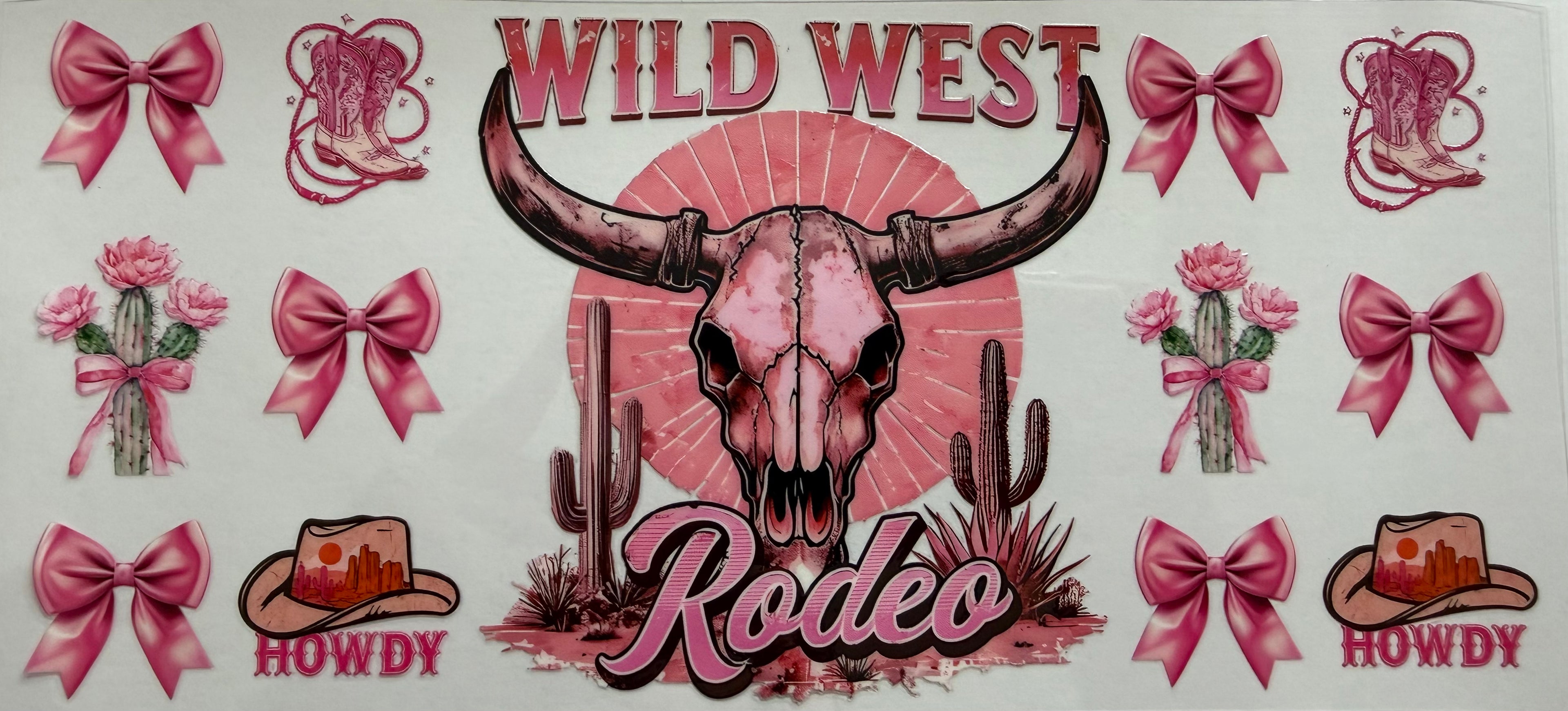 Pink Wild West rodeo 16oz Uv DTF Wrap