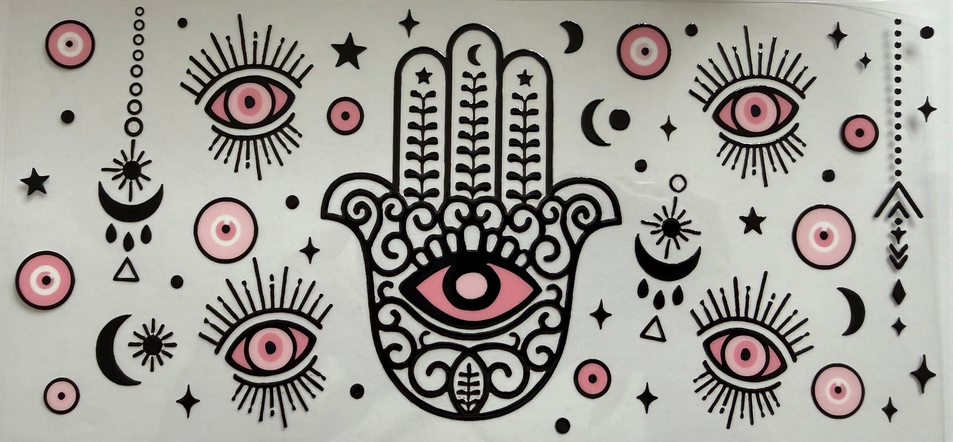 Pink evil eyes 16oz Uv DTF Wrap